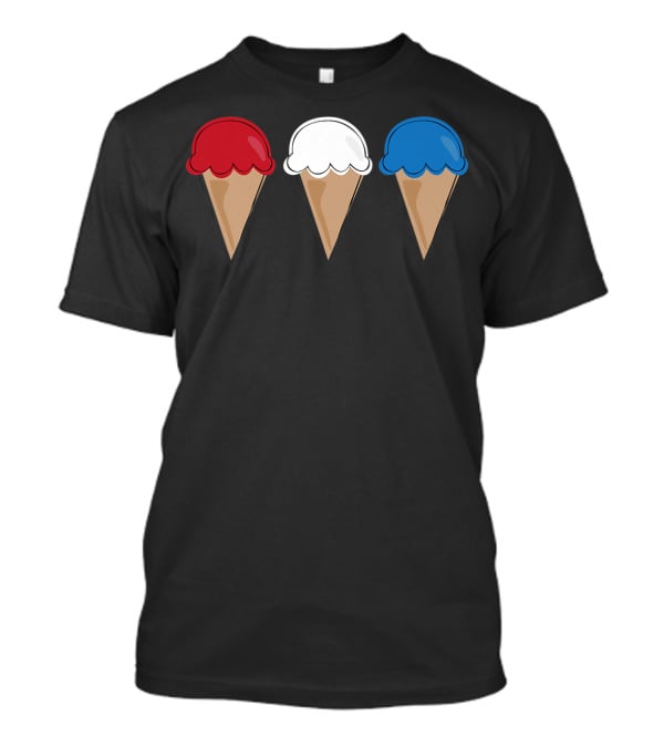 Red White Blue Ice Cream Cones Summer Fun T-Shirt