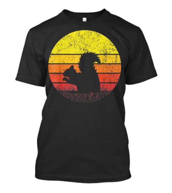 Retro Sunset Squirrel Silhouette Vintage Safa T-Shirt