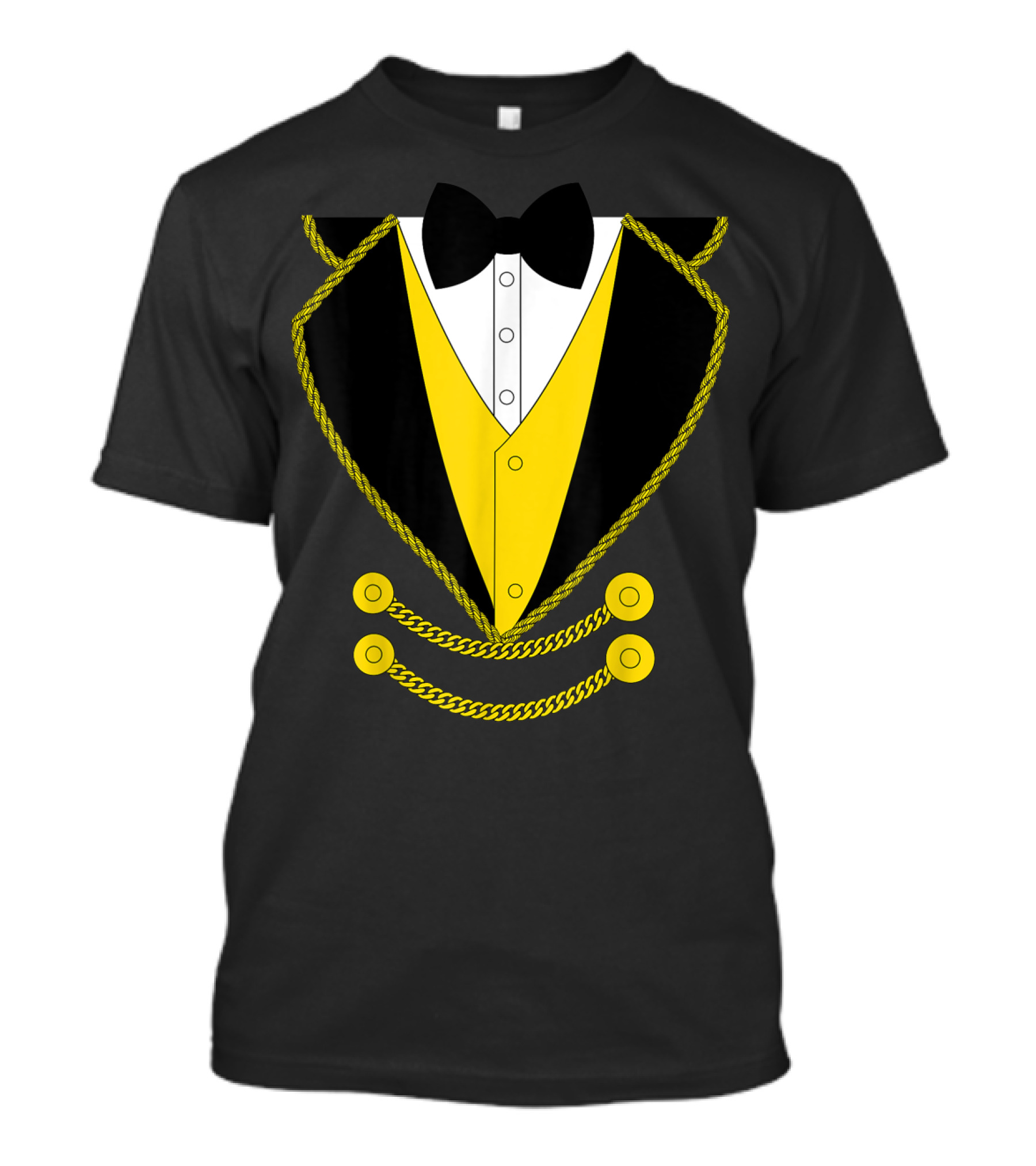 Ringmaster Costume Kids Circus Showman Outfit Black Yellow Tuxedo Bow Tie T-Shirt