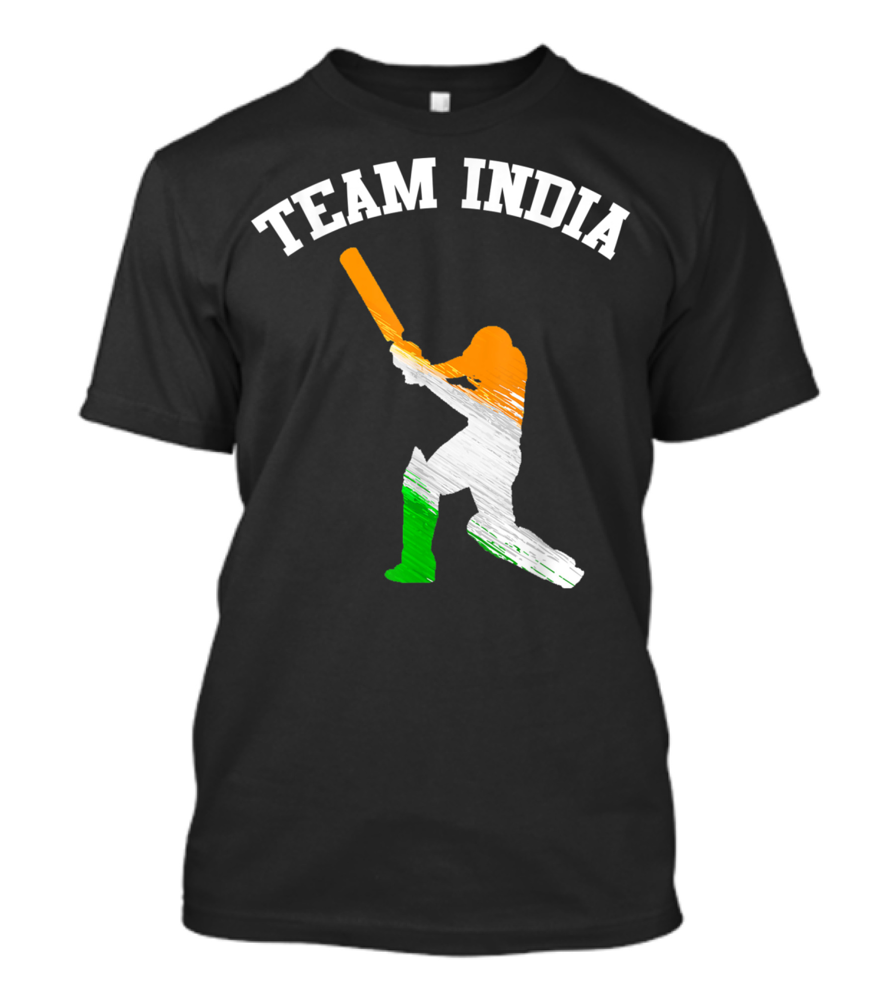 Team India Cricket Batting Silhouette Tricolor Fan Jersey T-Shirt