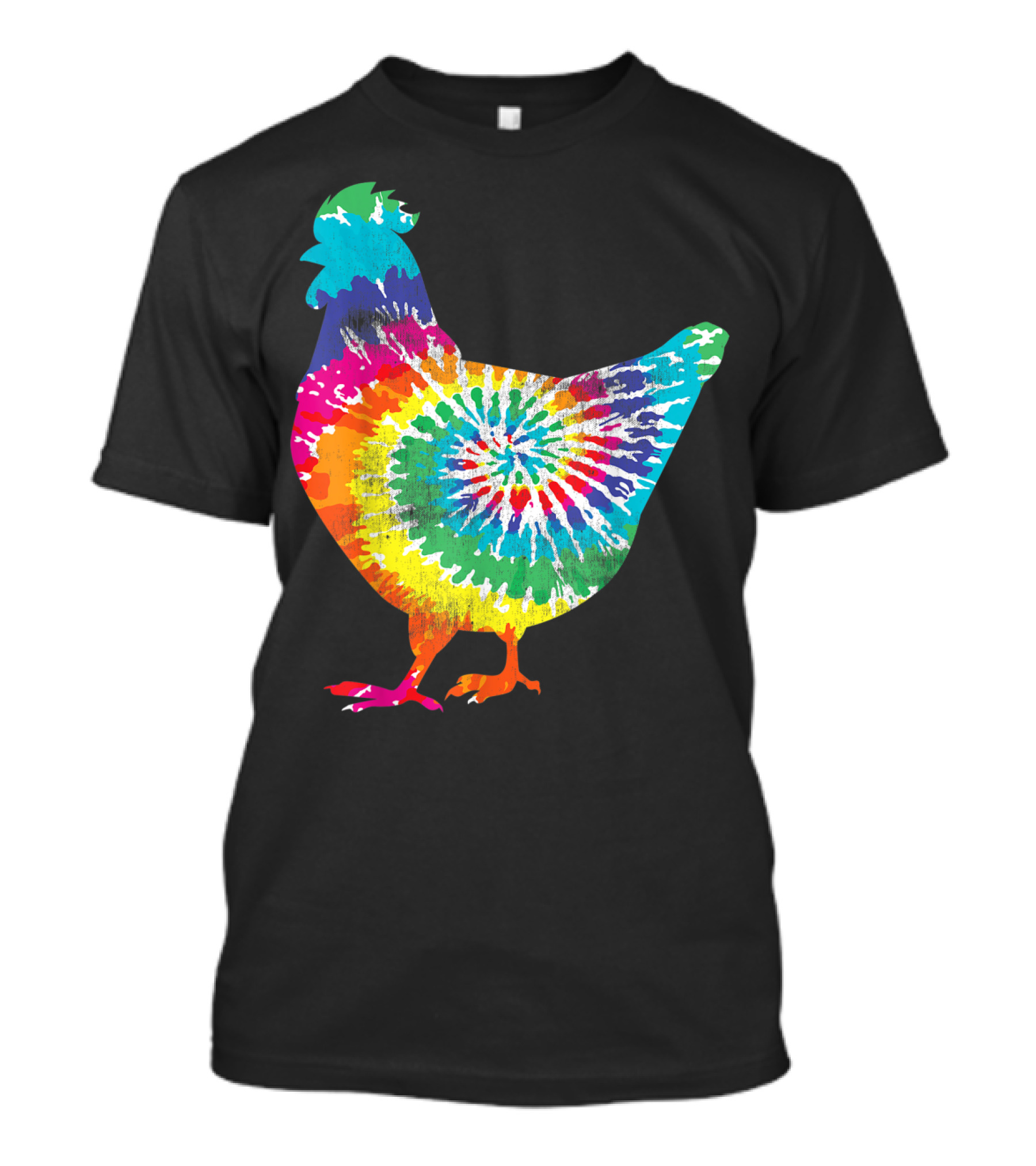 Tie Dye Chicken Hippy Farmer Hobby Farm Rainbow Burst T-Shirt