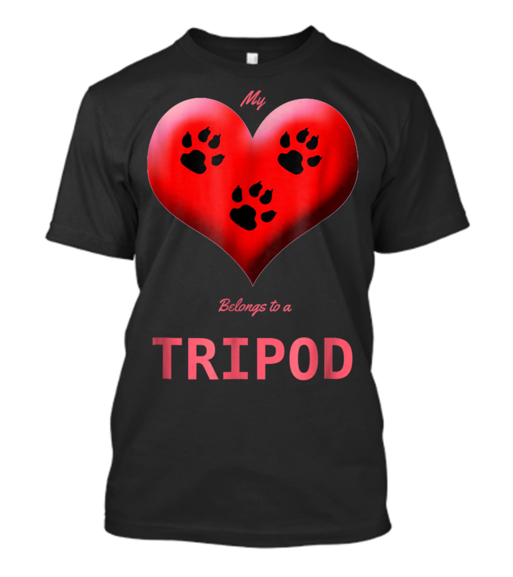 My Heart Belongs To A Tripod Dog 3 Legged Dog Cat Lovers T-Shirt
