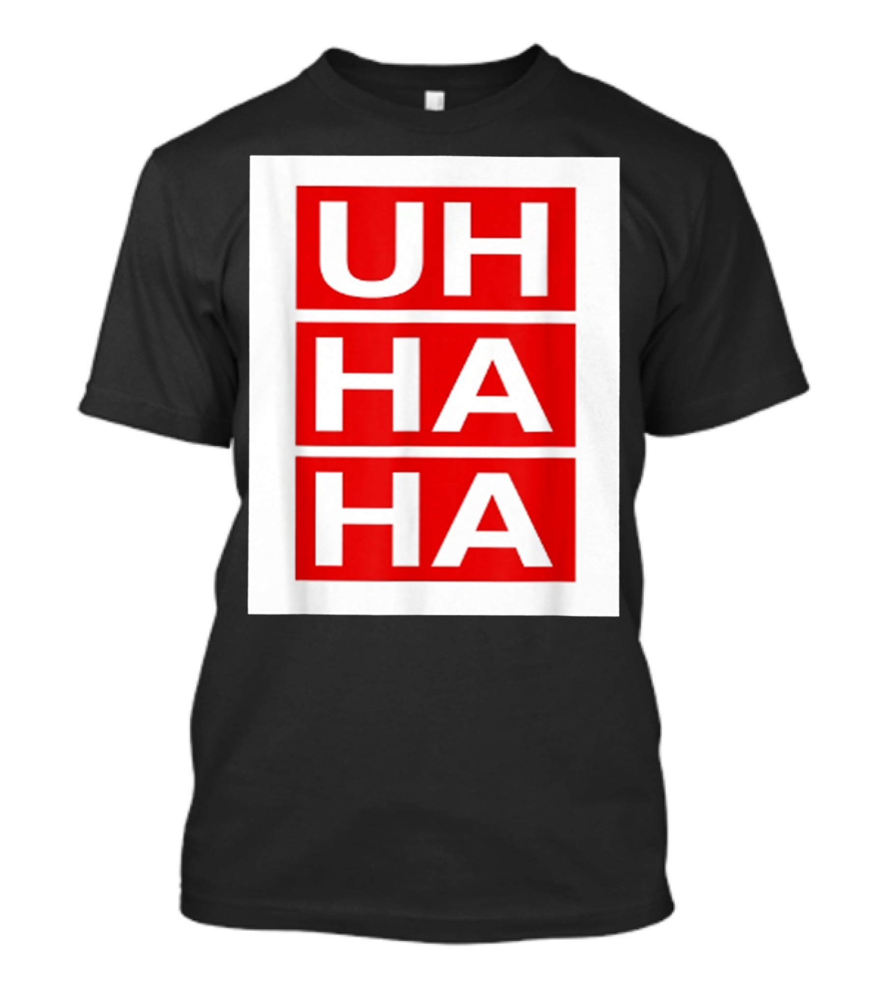 UH HA HA Graphic On Red Blocks T-Shirt