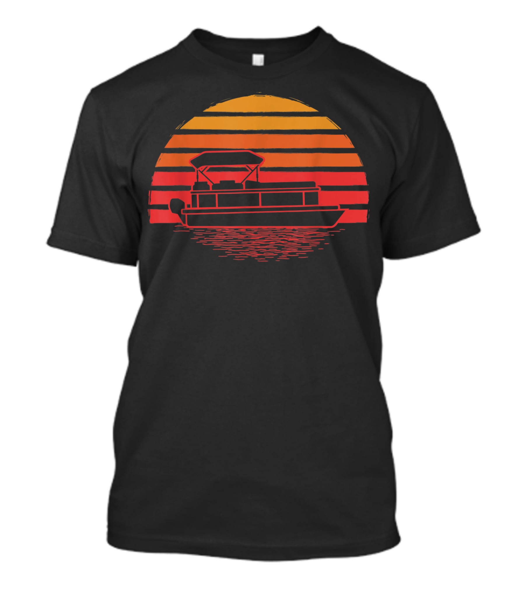 Vintage Pontoon Boat Silhouette Sunset Retro Vibes T-Shirt