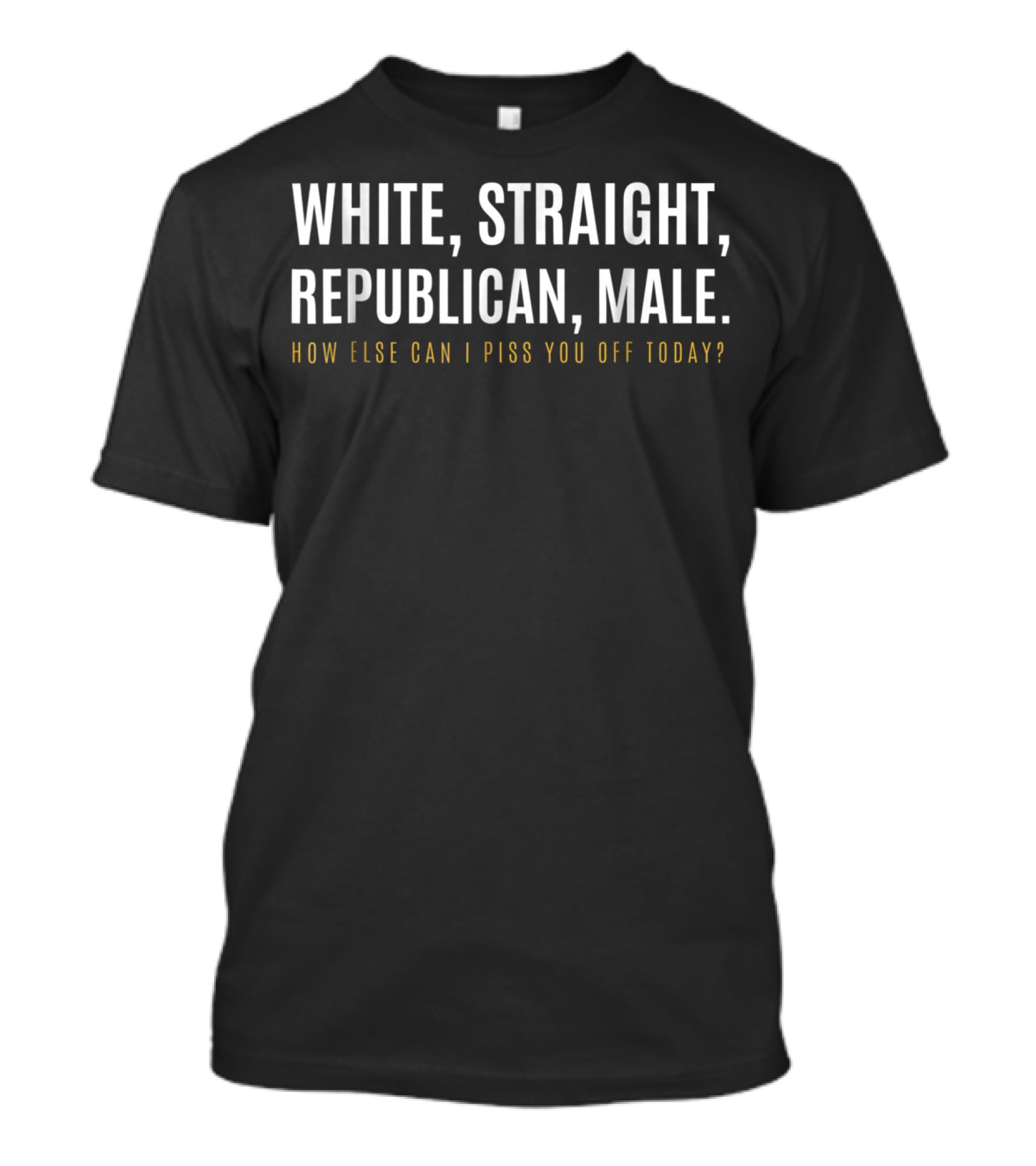 WHITE STRAIGHT REPUBLICAN MALE HOW ELSE CAN I PISS YOU OFF TODAY? T-Shirt