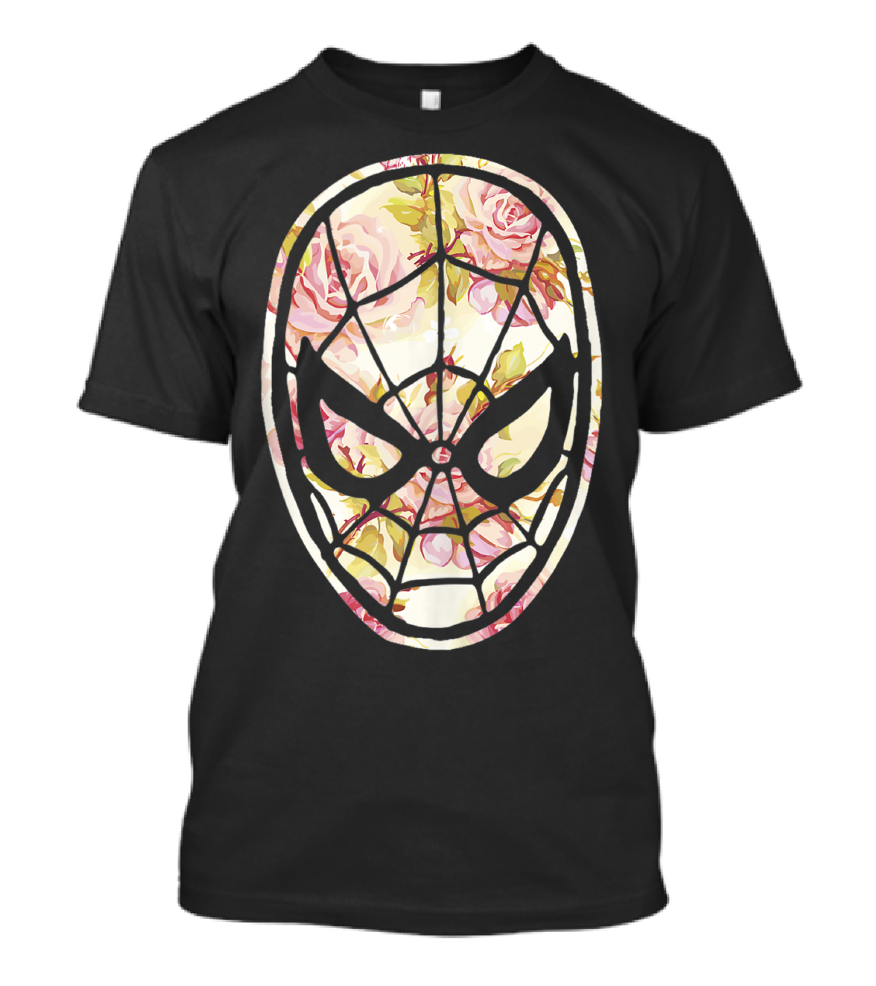 Marvel Spider Man Mask Floral Fill Floral T-Shirt