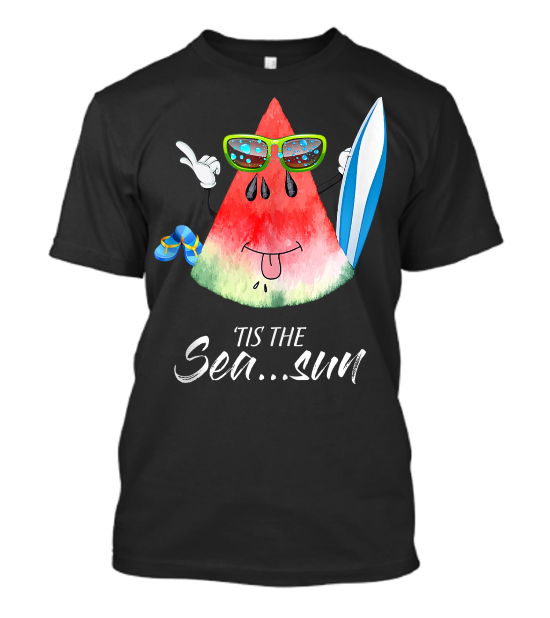 Tis The Sea Sun Melon Christmas Tree Summer Fun T-Shirt