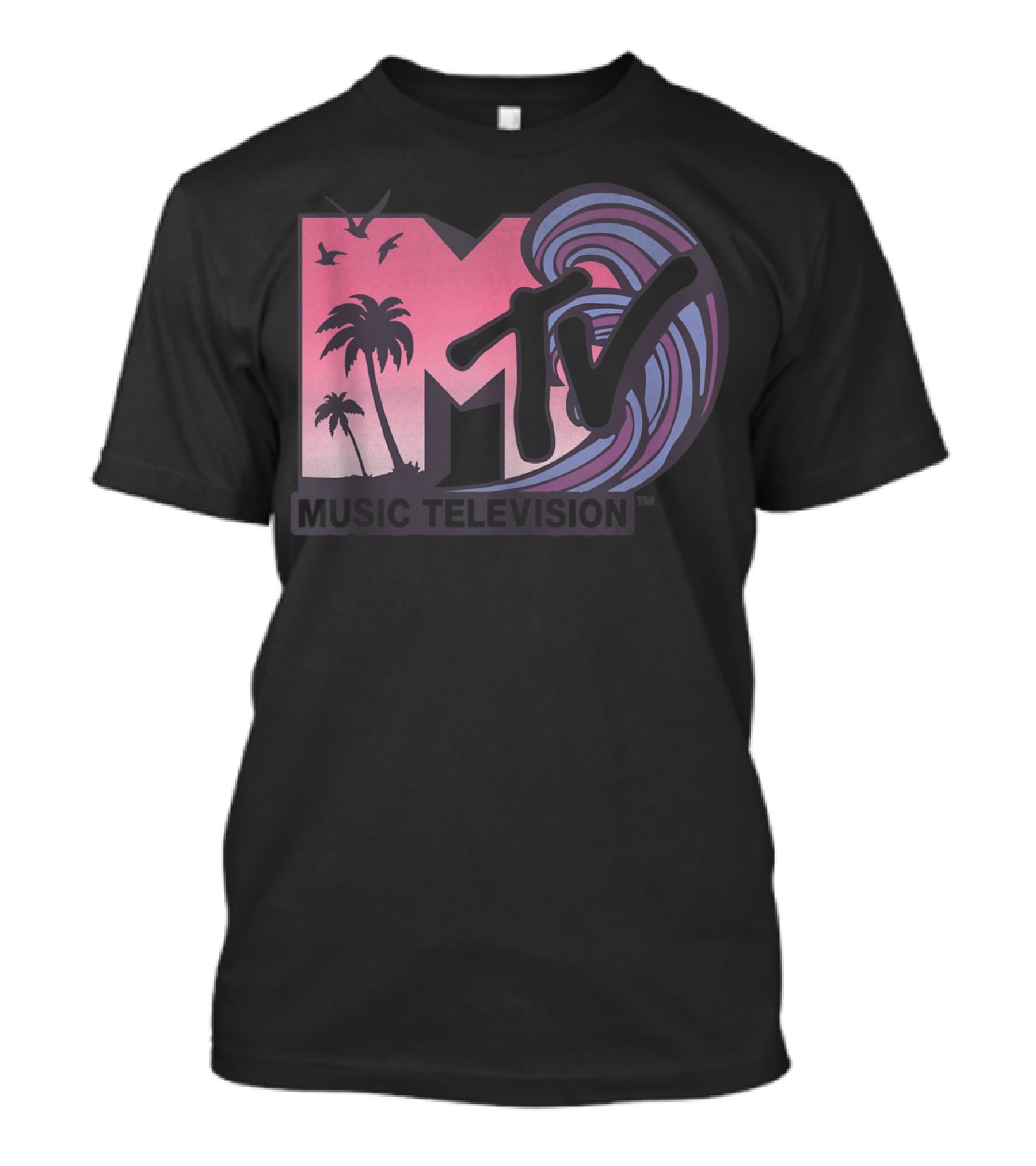 MTV Music Television Palm Trees And Waves T-Shirt