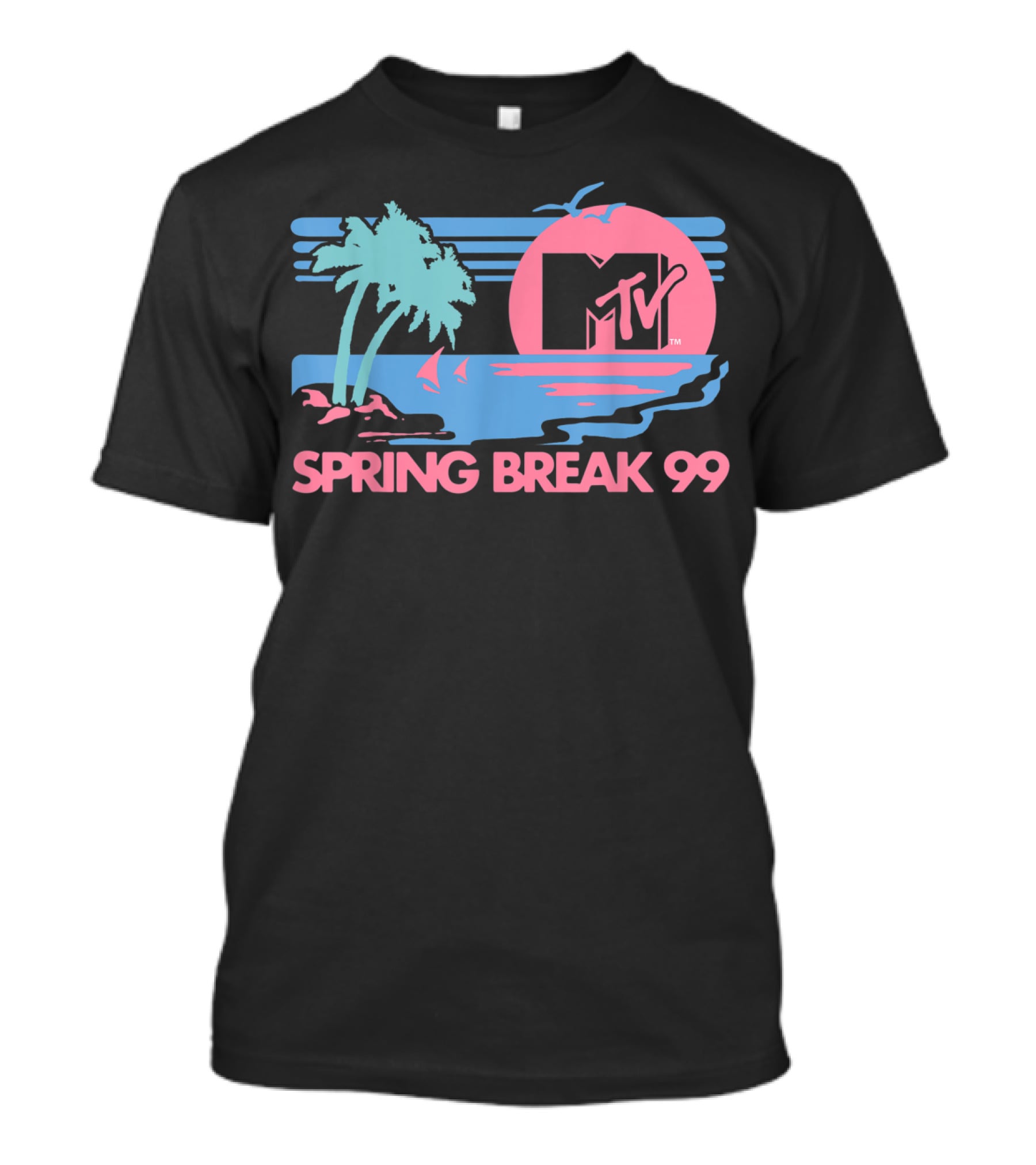 MTV Spring Break 99 Pastel Beach Palm Trees Sunset T-Shirt