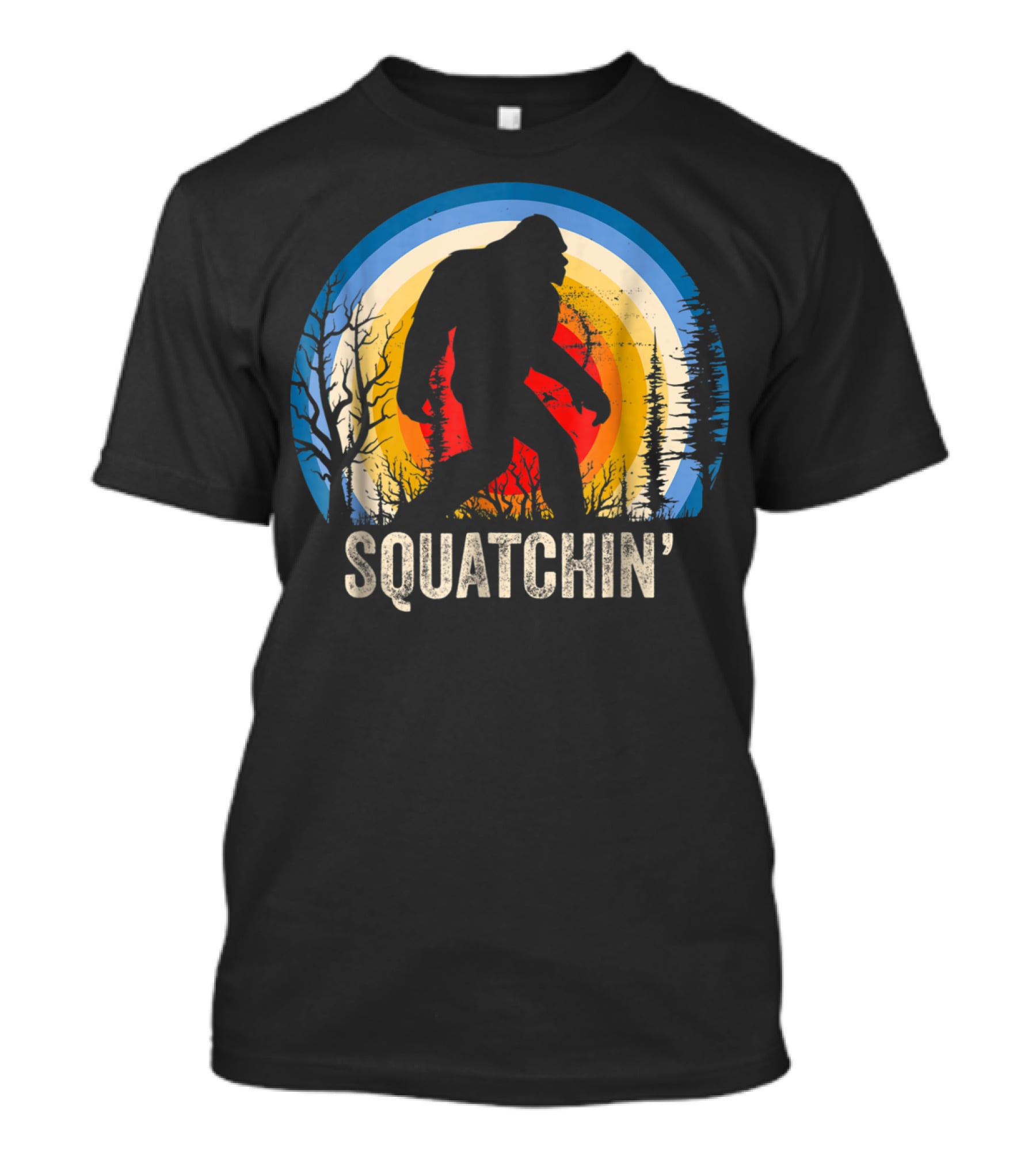 Squatchin Sasquatch Lover Vintage Sunset T-Shirt
