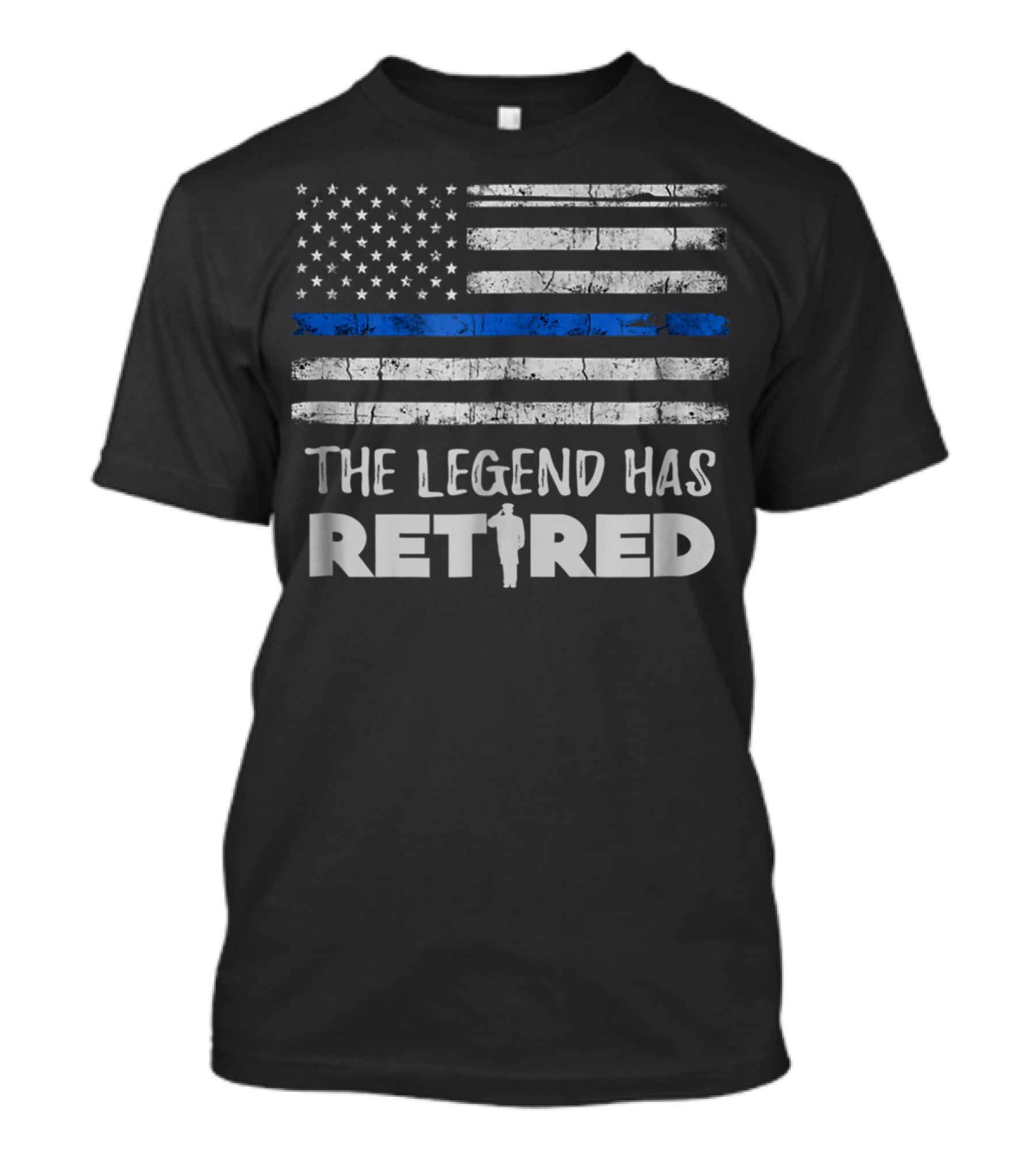 The Legend Has Retired Police Officer Thin Blue Line American Flag T-Shirt