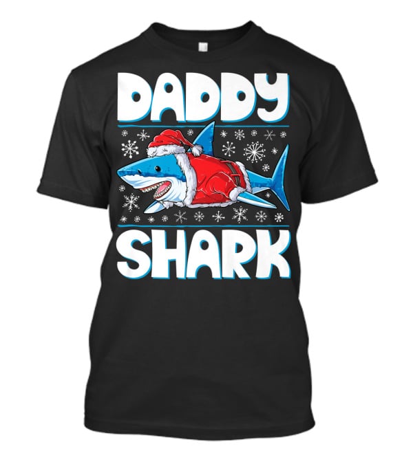 Daddy Shark Santa Christmas Snowflakes T-Shirt