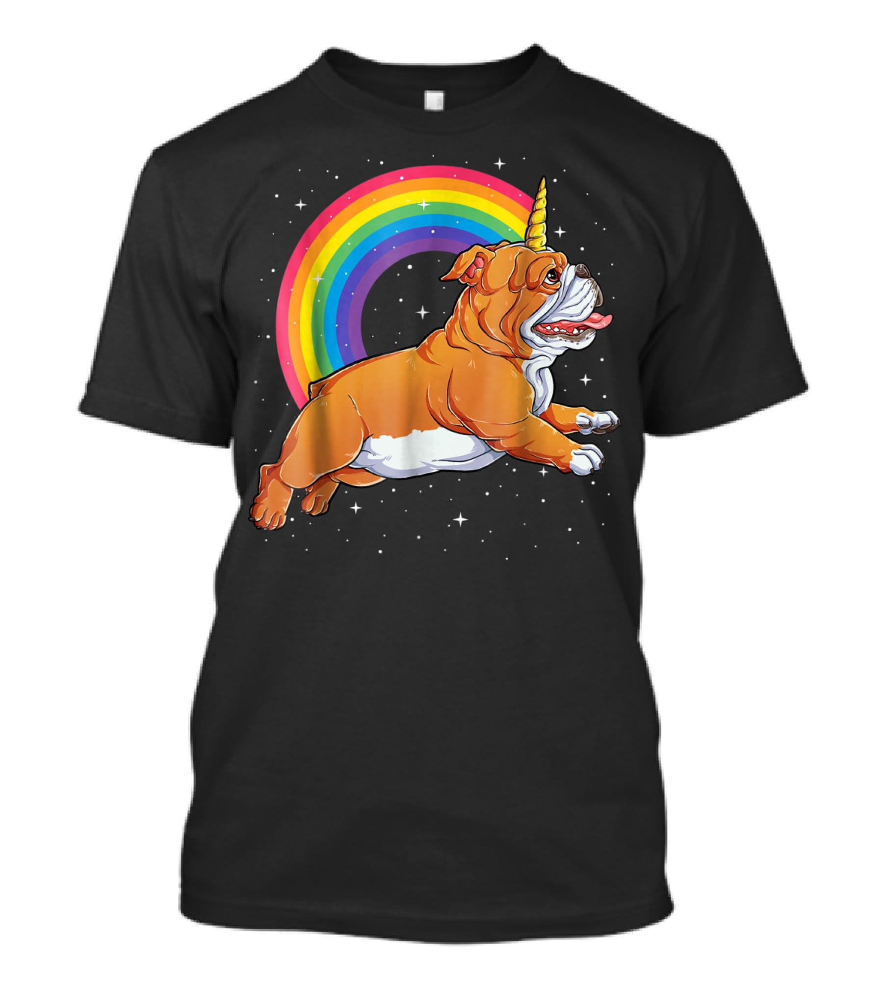 English Bulldog Unicorn Kids Space Rainbow Galaxy T-Shirt
