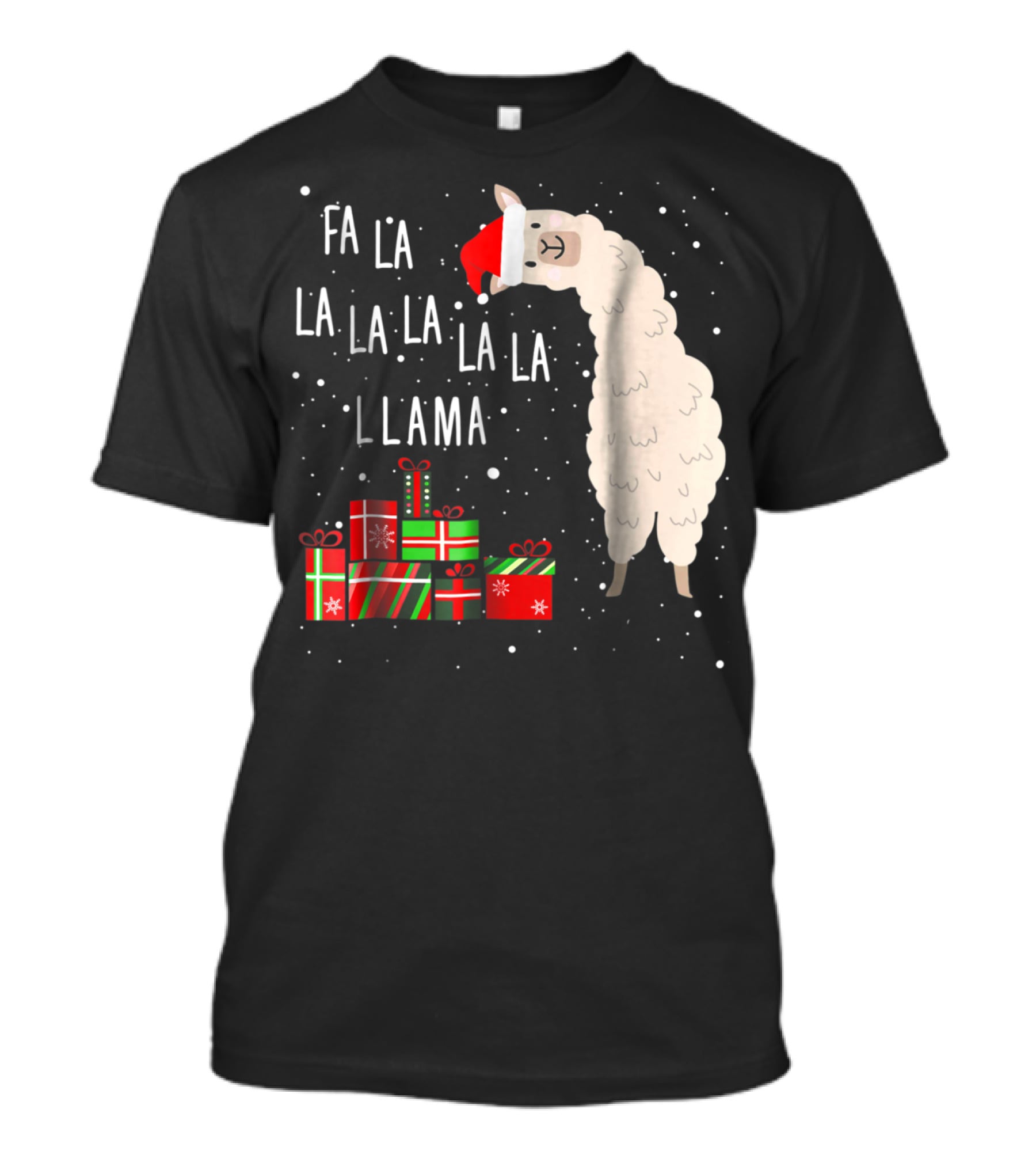 Fa La La La La La Llama Christmas Gifts Santa Hat T-Shirt