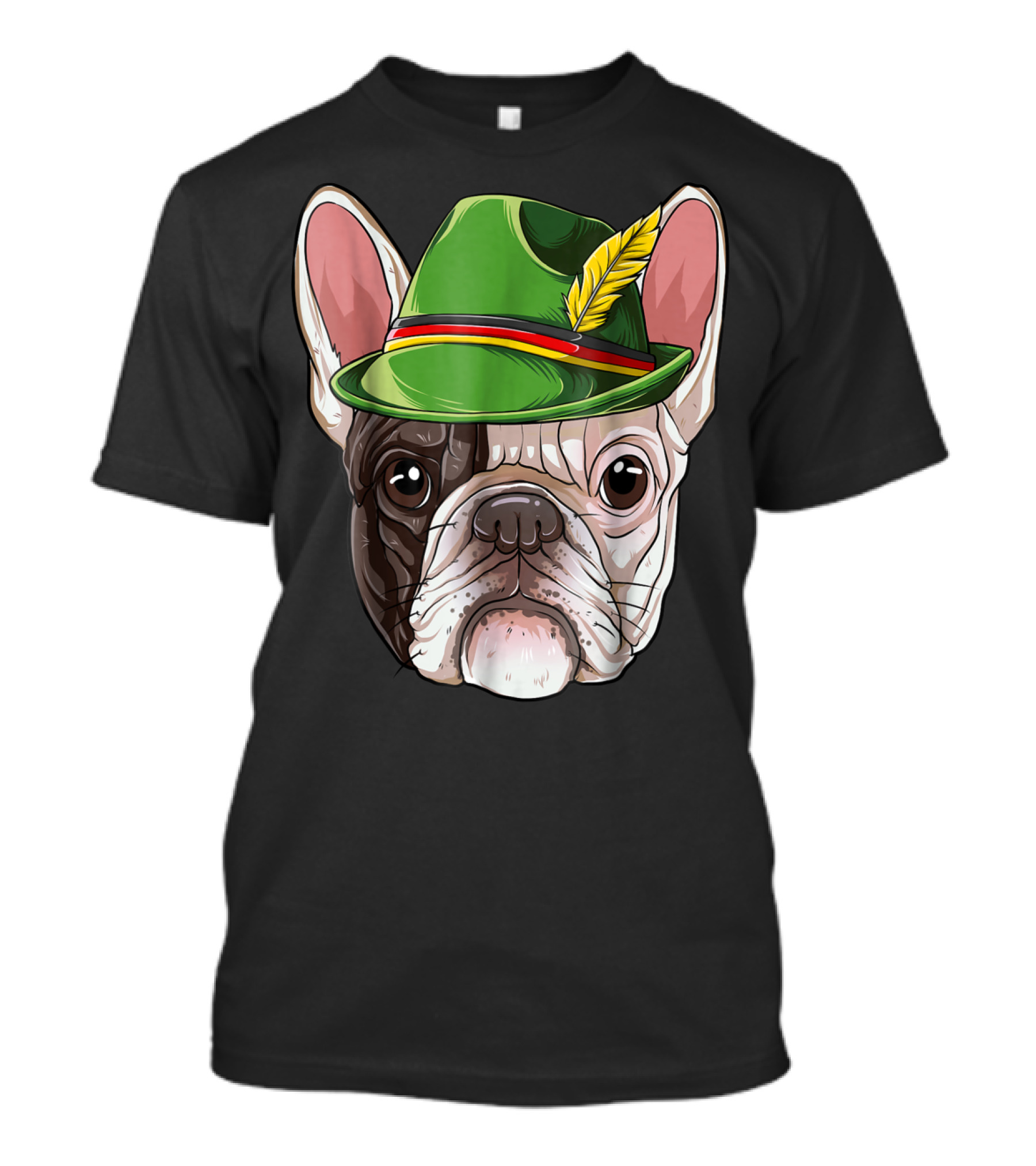 French Bulldog In Green Oktoberfest Hat With Feather T-Shirt
