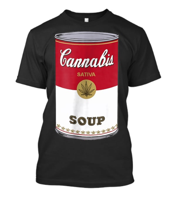Cannabis Sativa Soup Can With Red And White T-Shirt
