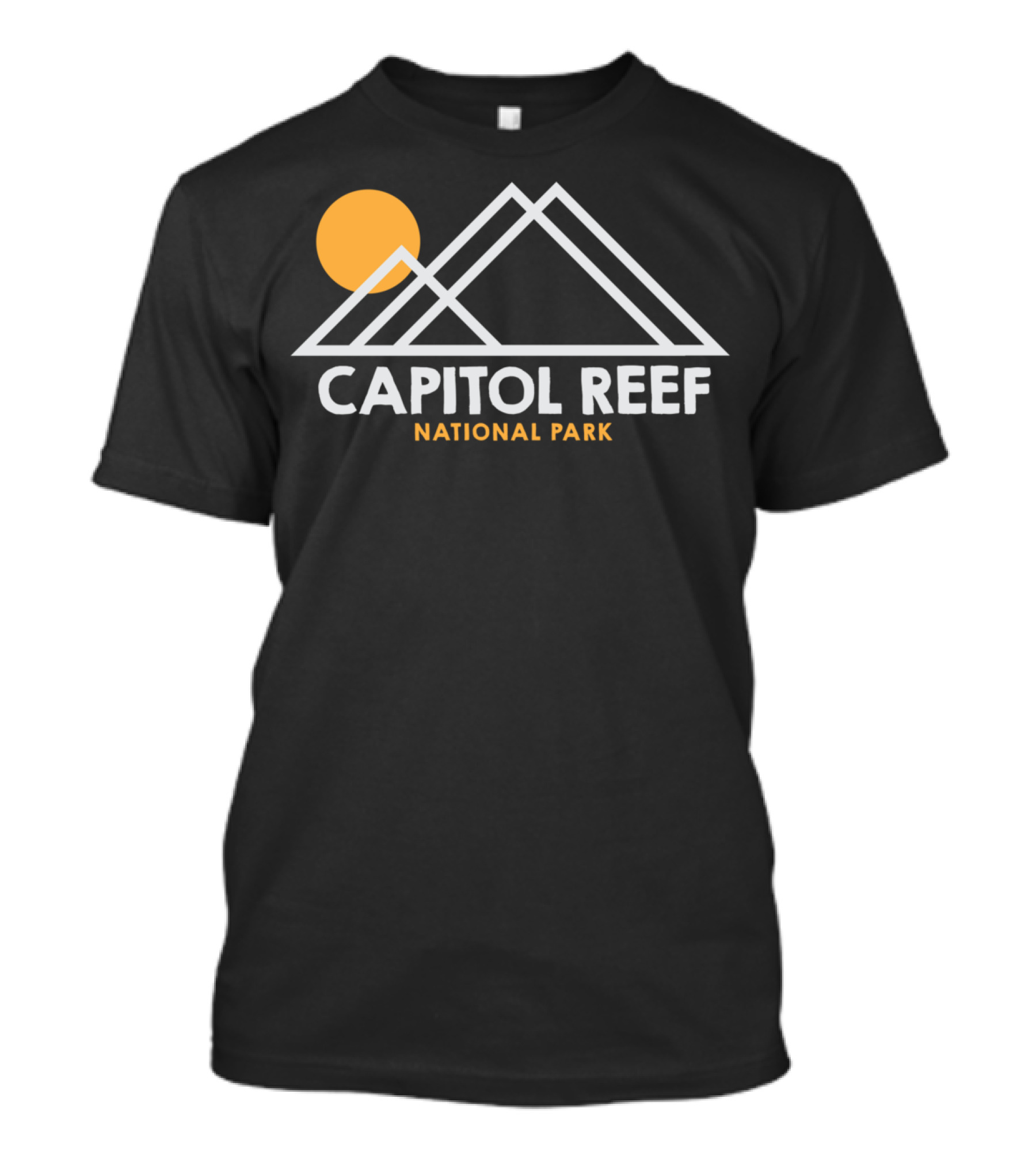 Capitol Reef National Park Utah Outline Sun And Mountains T-Shirt