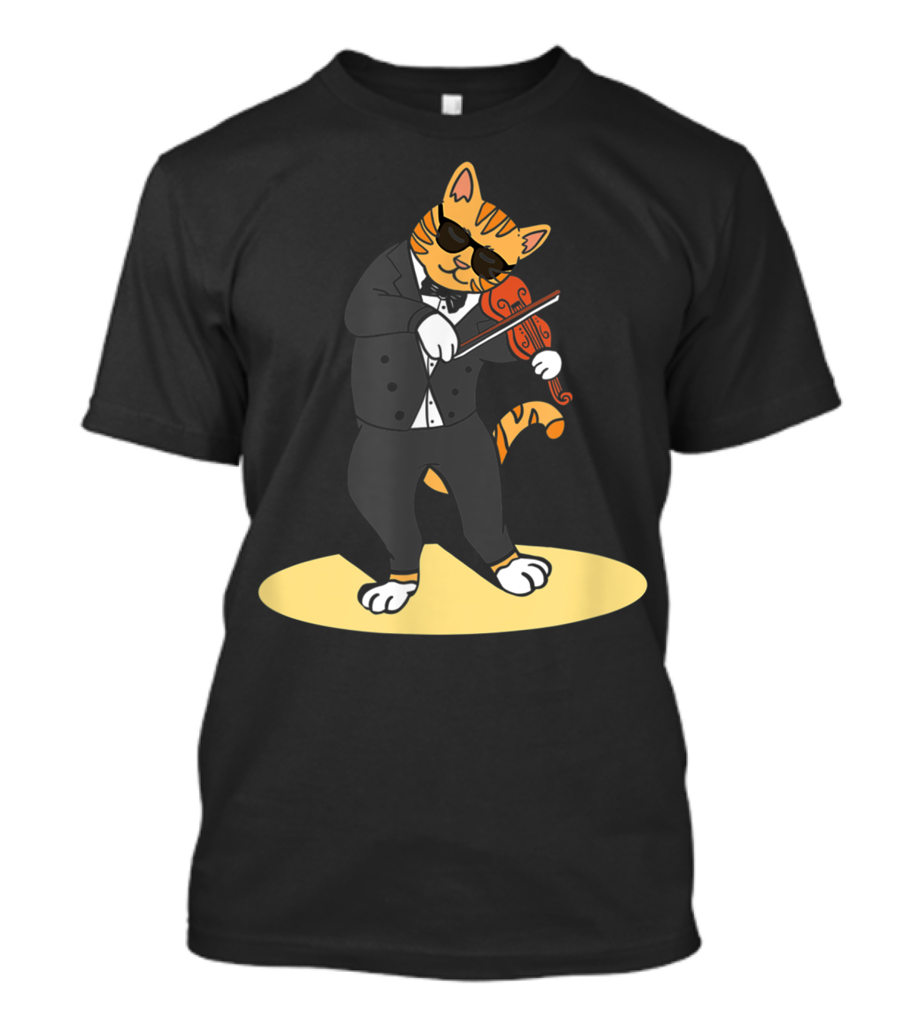 Cat Playing Violin Orchestra Kitten In Tuxedo With Sunglasses T-Shirt