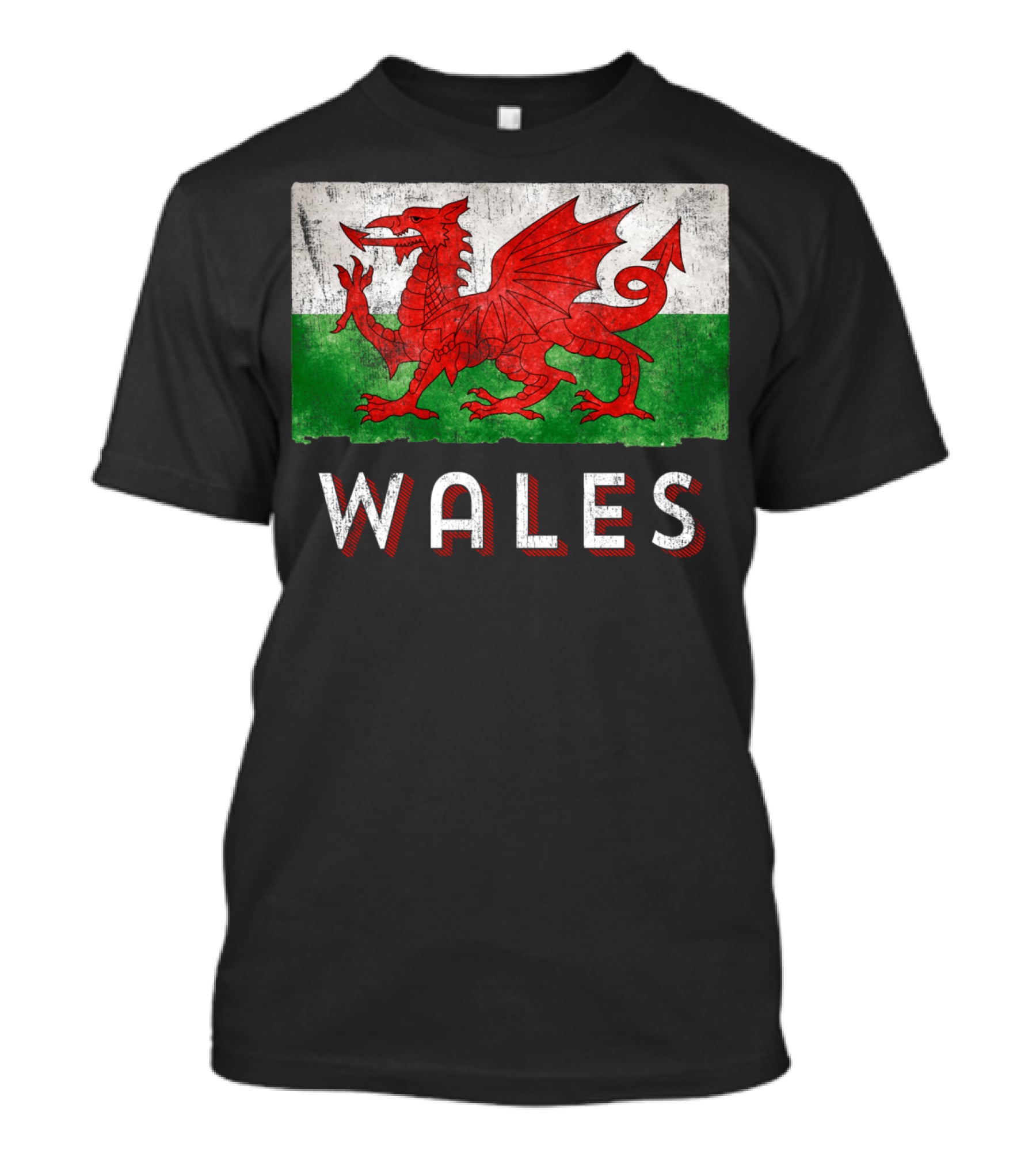 Wales Cymru Rugby Welsh Red Dragon Green Flag T-Shirt