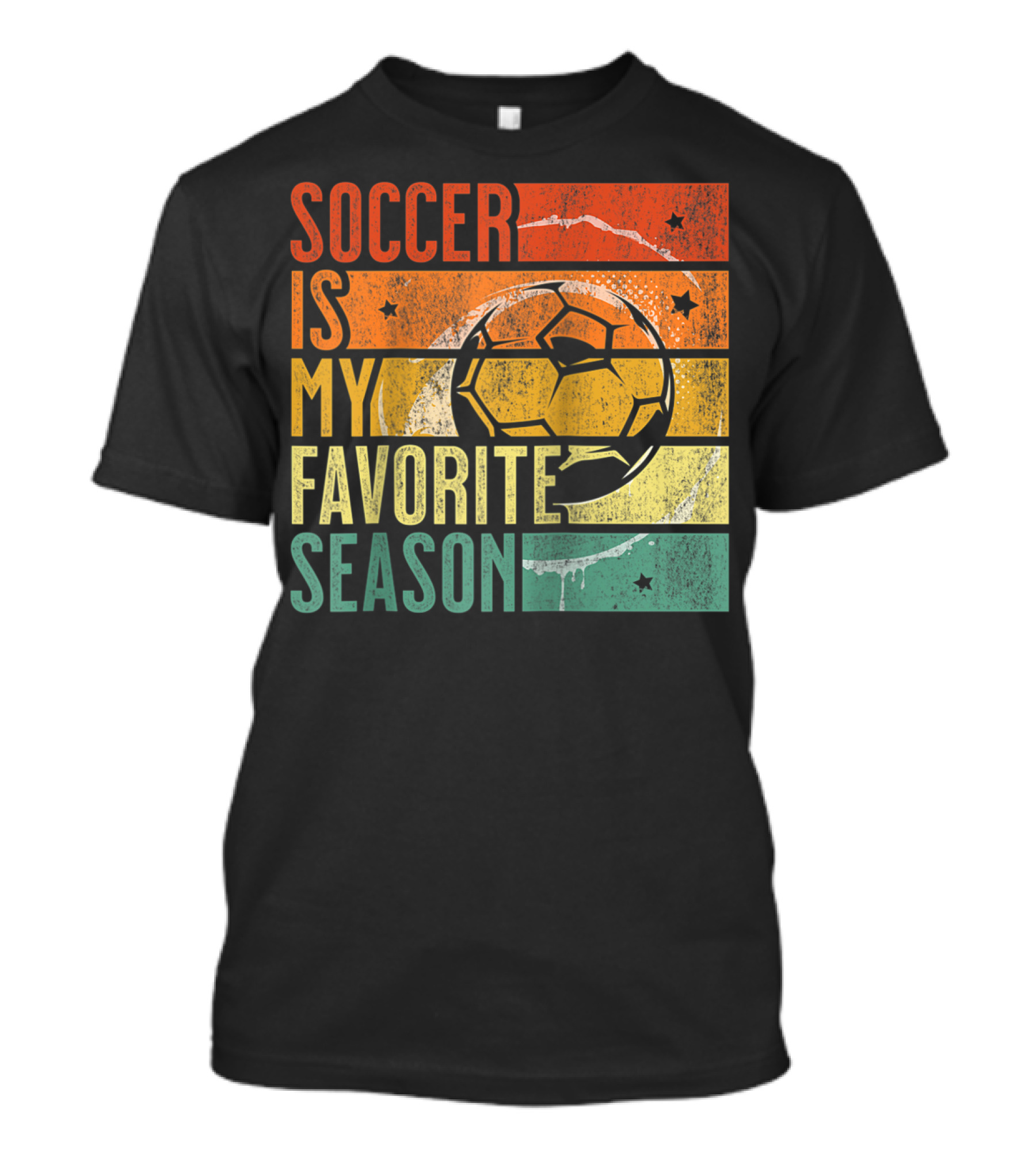 Soccer Is My Favorite Season Vintage Distressed Stripes Football Ball Retro T-Shirt
