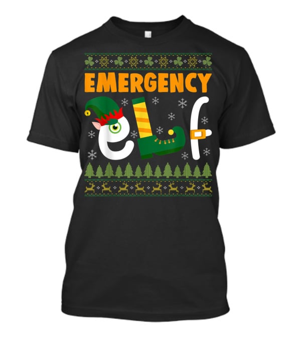 Emergency Elf Christmas Sweater With Festive T-Shirt