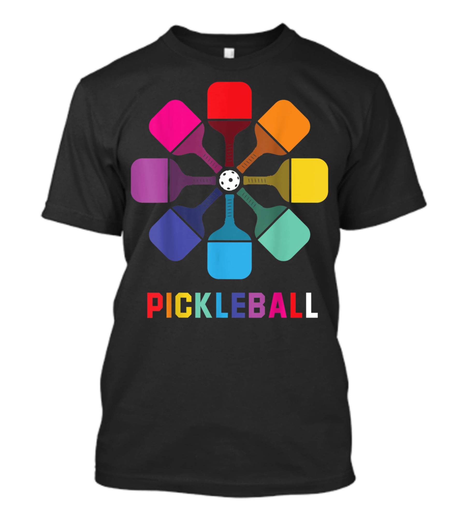 Pickleball Fan Colorful Paddle Pattern Player T-Shirt