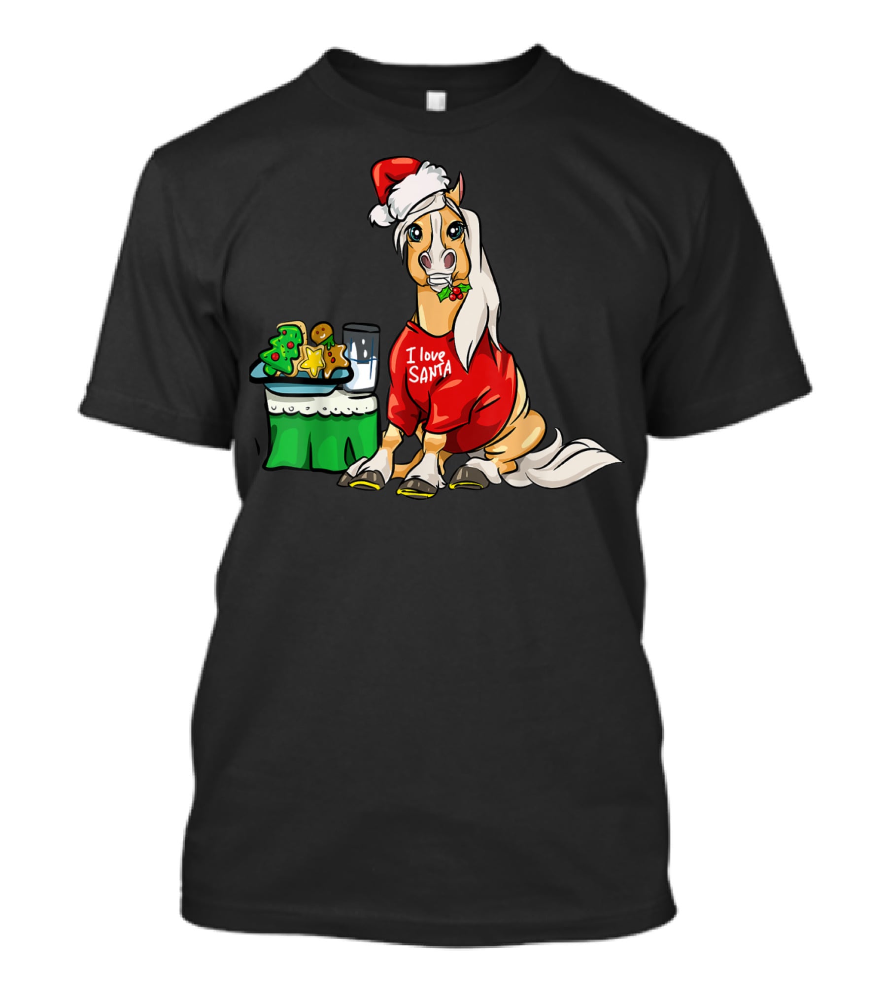 Haflinger Horse I Love Santa Christmas Cookies And Milk Holiday T-Shirt
