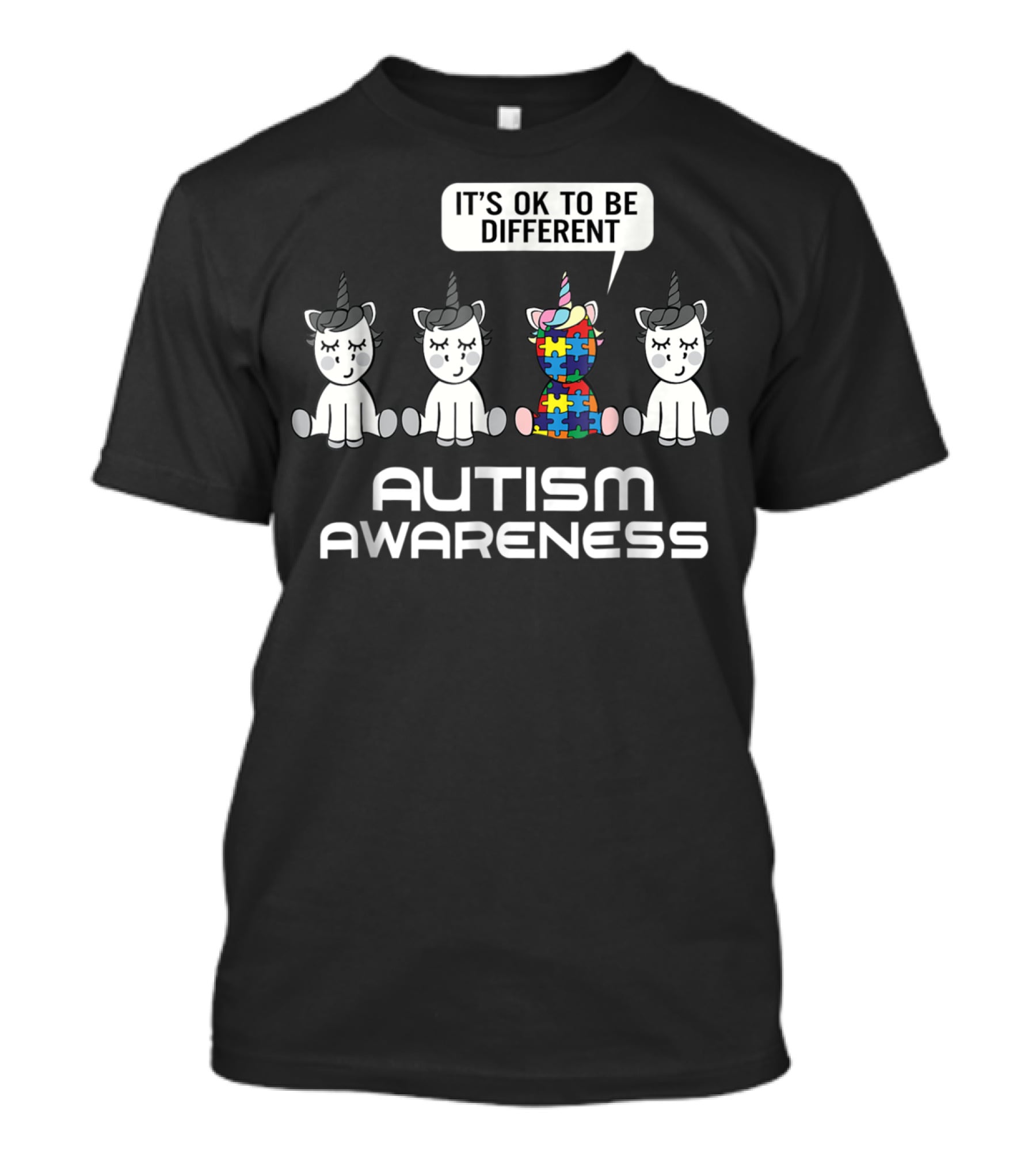 It's Ok To Be Different Unicorn Autism Awareness T-Shirt