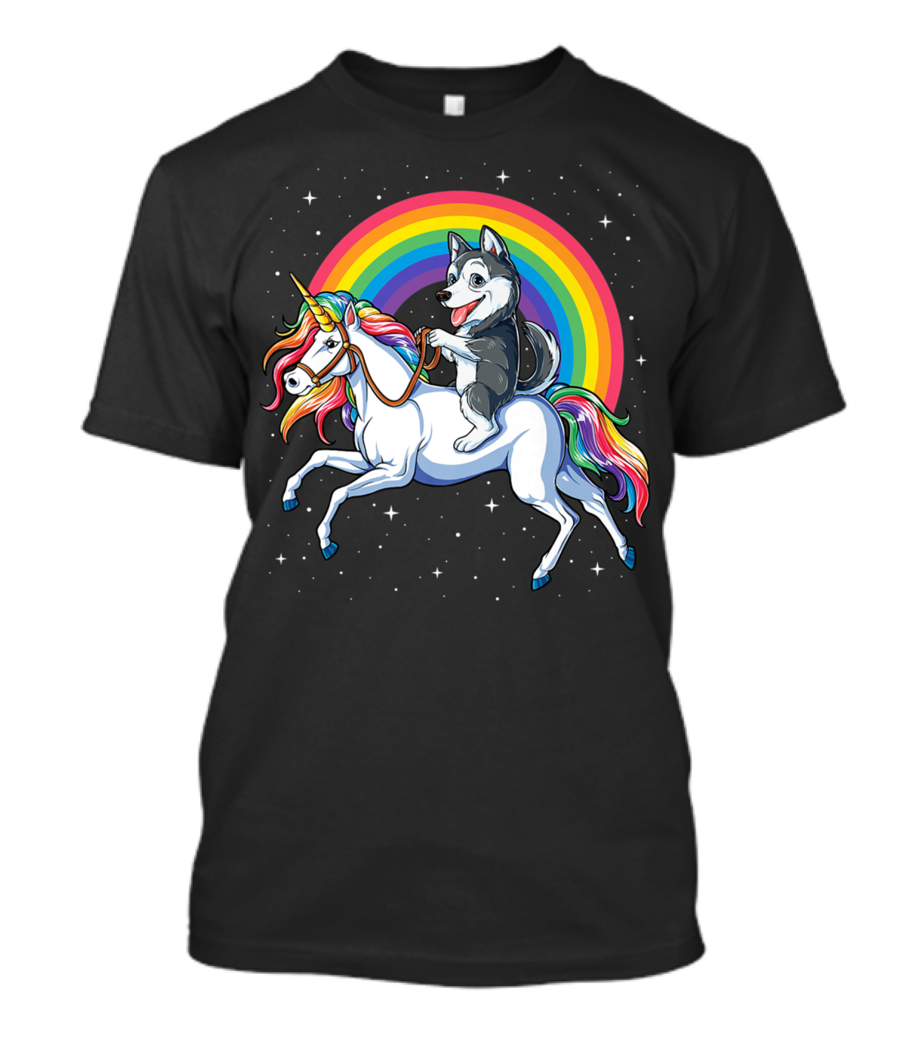 Siberian Husky Riding Rainbow Unicorn In Space Galaxy MK Women's T-Shirt