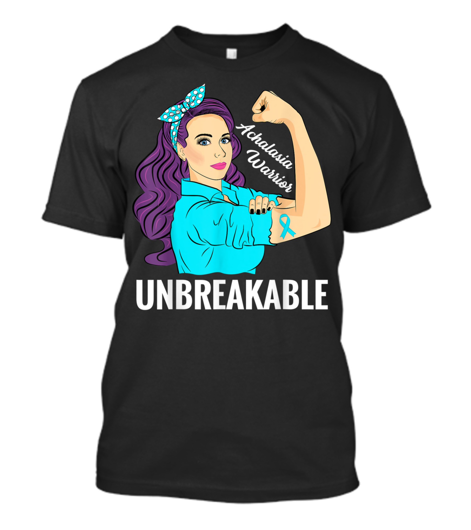 Achalasia Warrior Unbreakable Rosie The Riveter Style Awareness T-Shirt