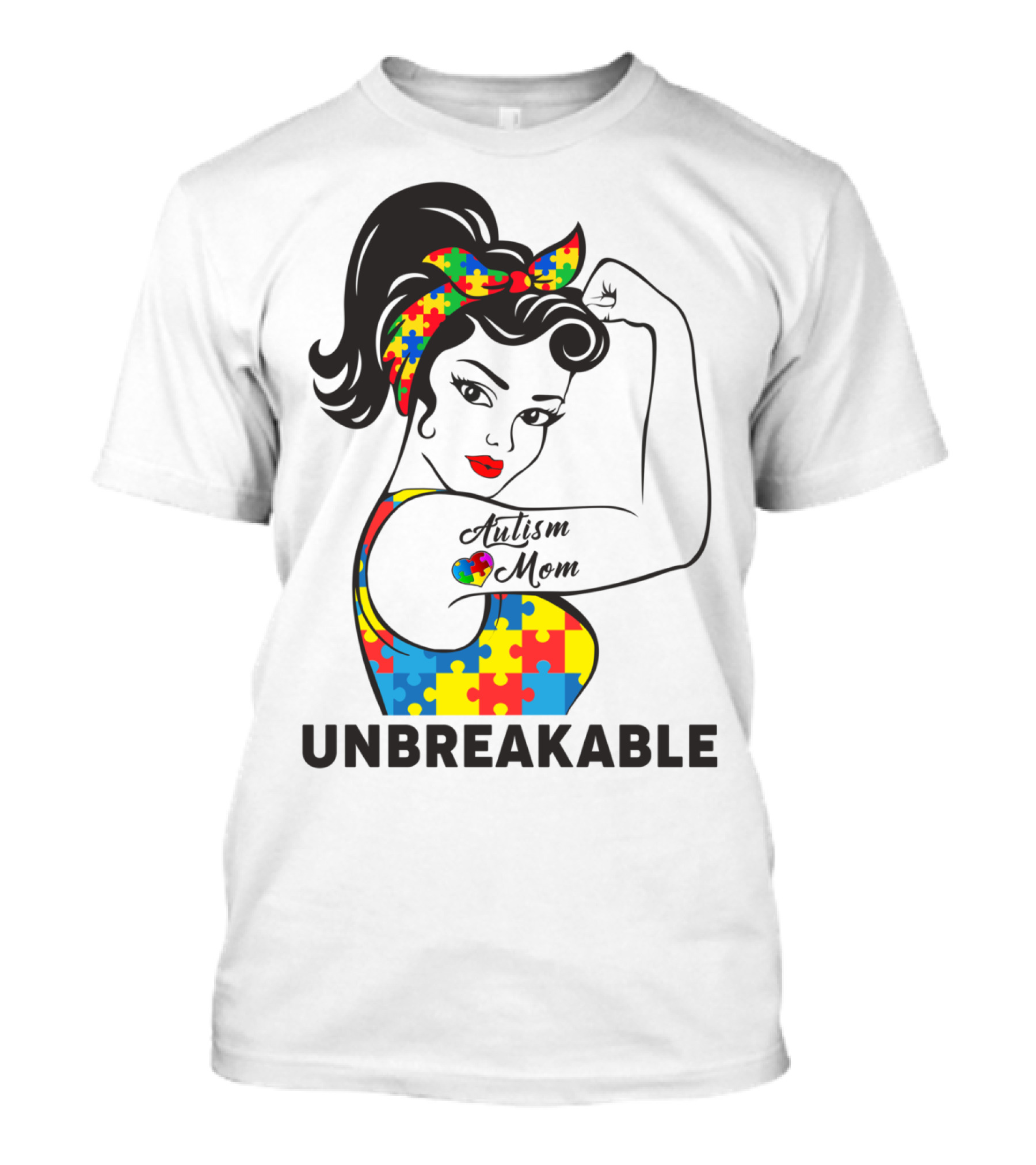 Autism Awareness Unbreakable Autism Mom Puzzle T-Shirt