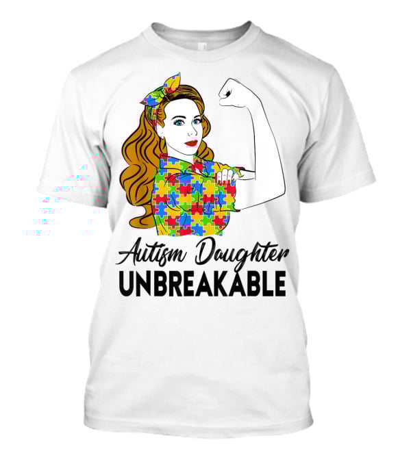 Autism Daughter Unbreakable Puzzle Piece Pattern Autism Awareness T-Shirt