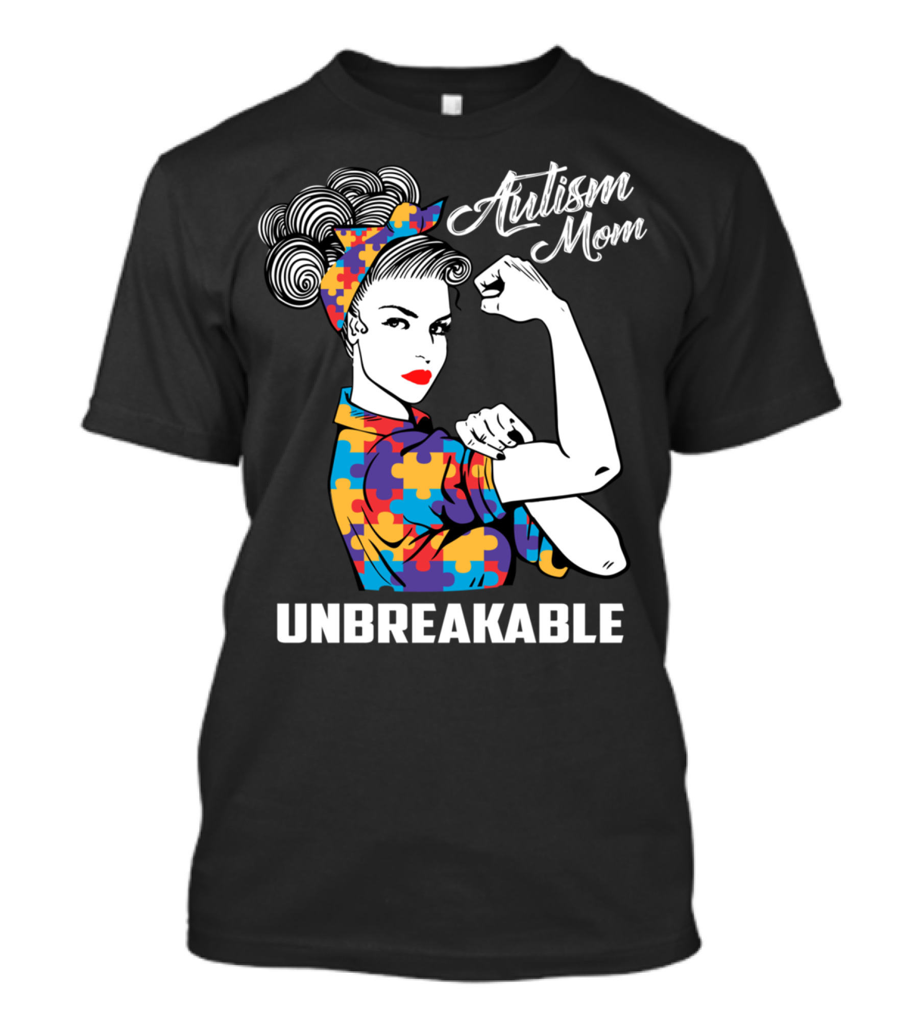 Autism Mom Unbreakable Puzzle Piece Pattern Awareness T-Shirt