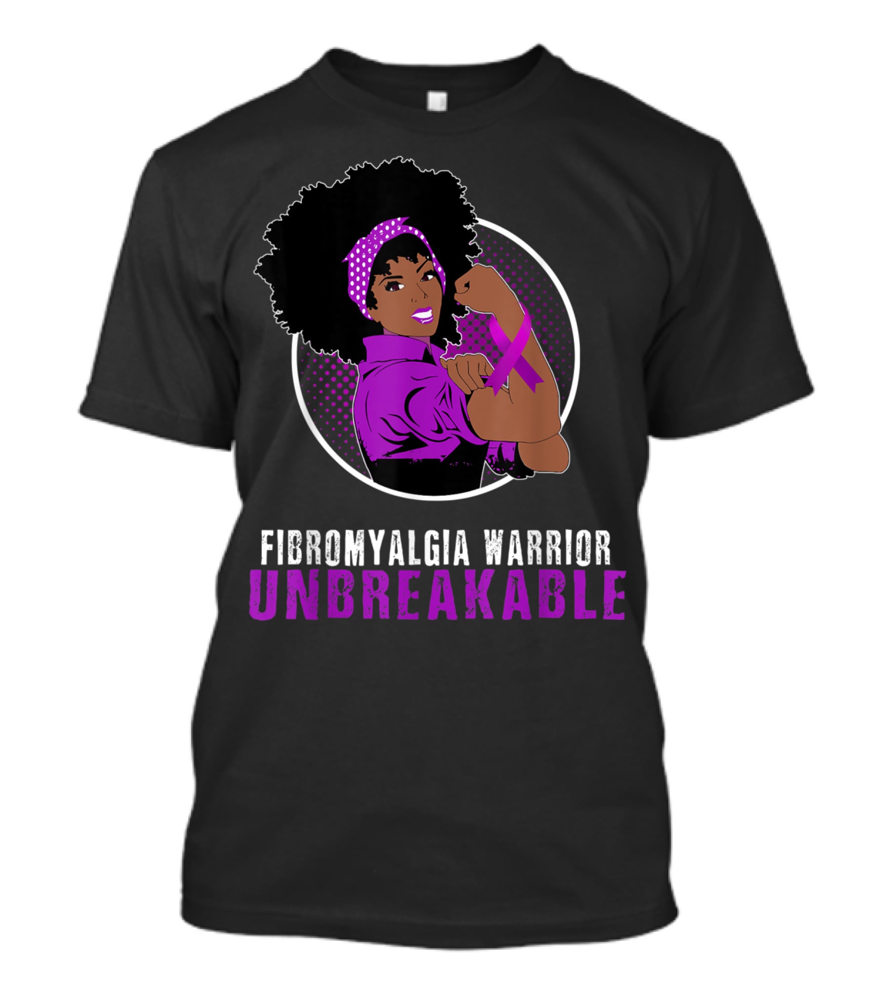Fibromyalgia Warrior Unbreakable With Black Girl Power T-Shirt