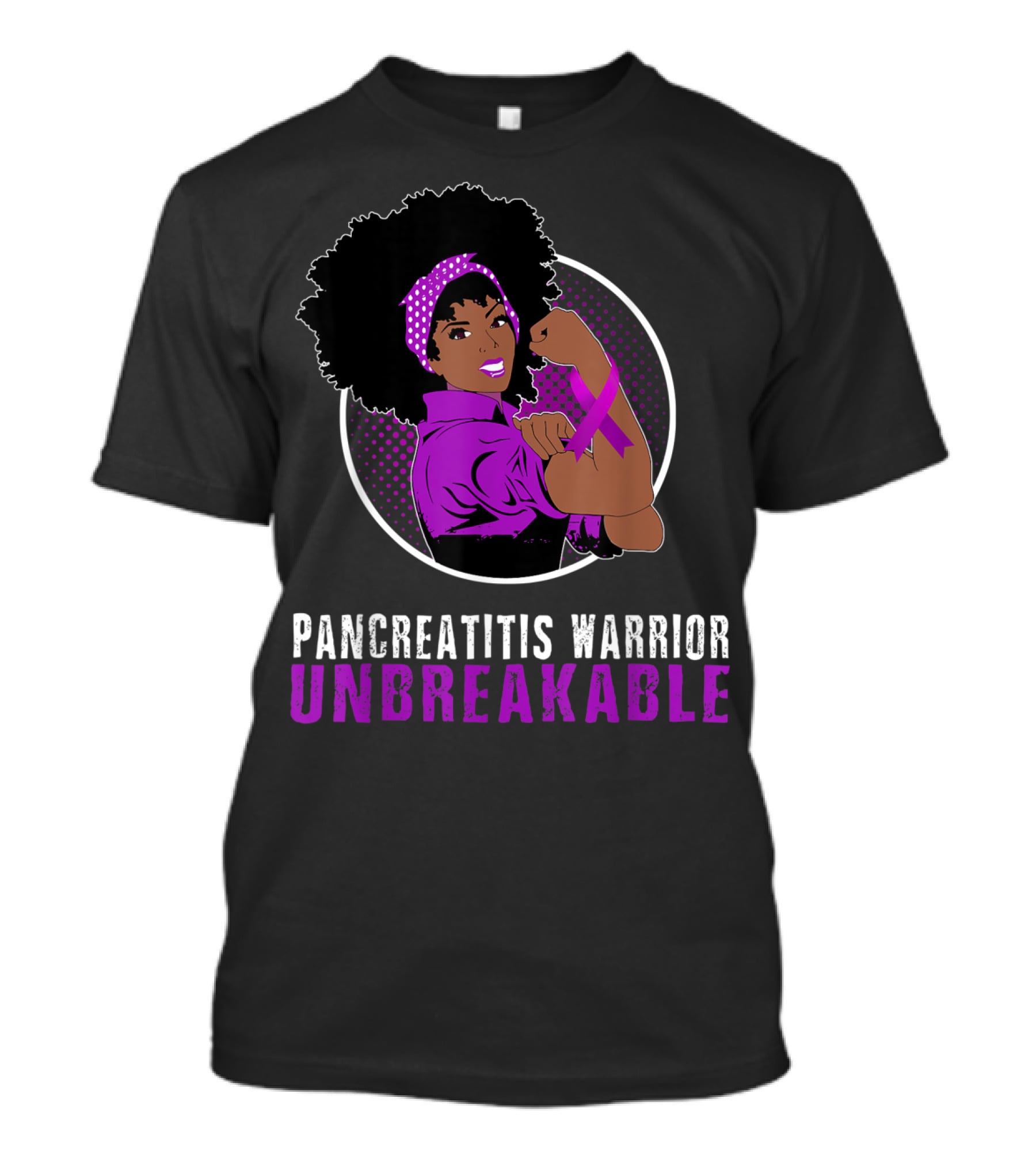 Unbreakable Pancreatitis Warrior Black Girl Empowerment T-Shirt