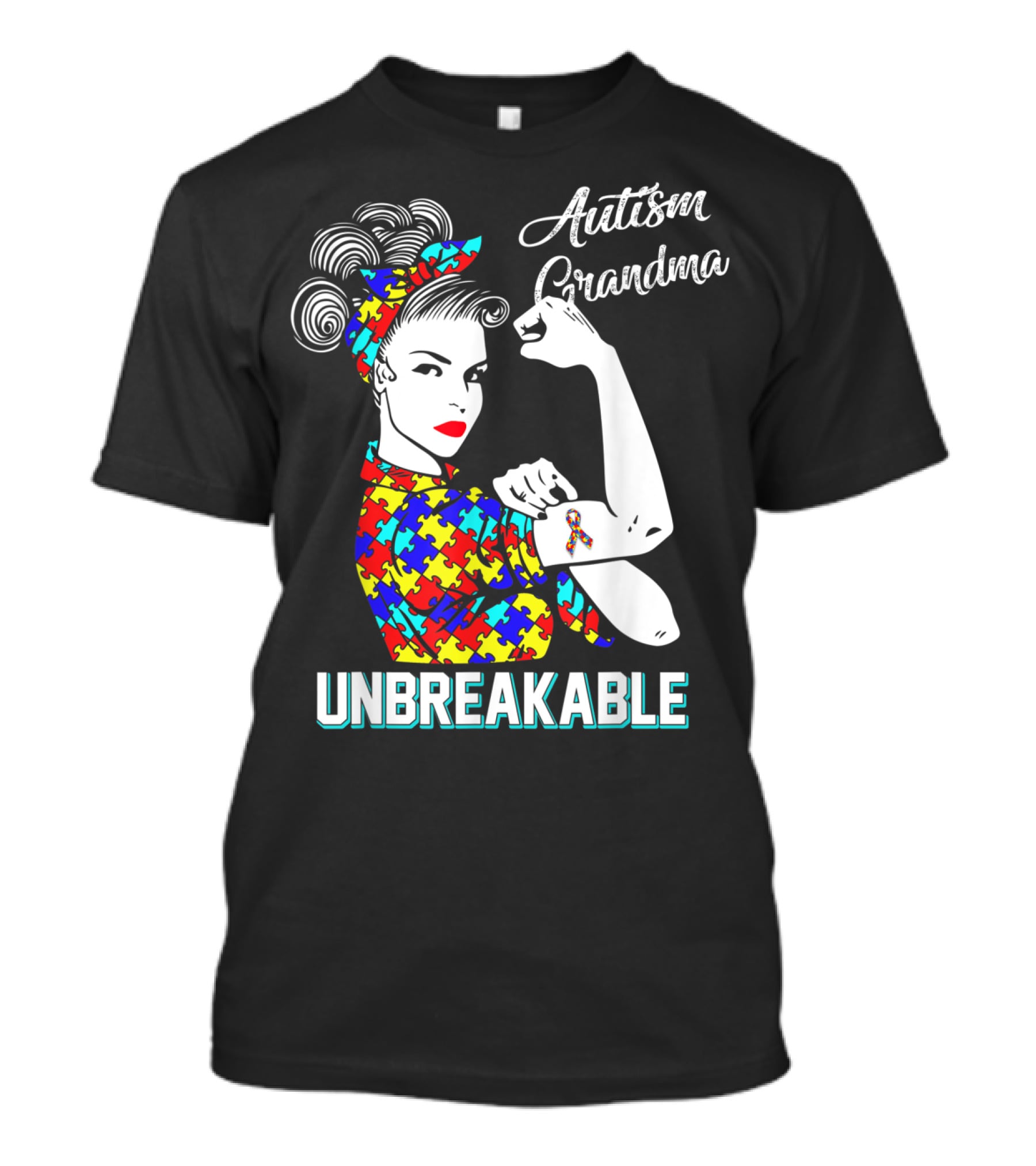 Autism Grandma Unbreakable Puzzle Pattern Awareness T-Shirt