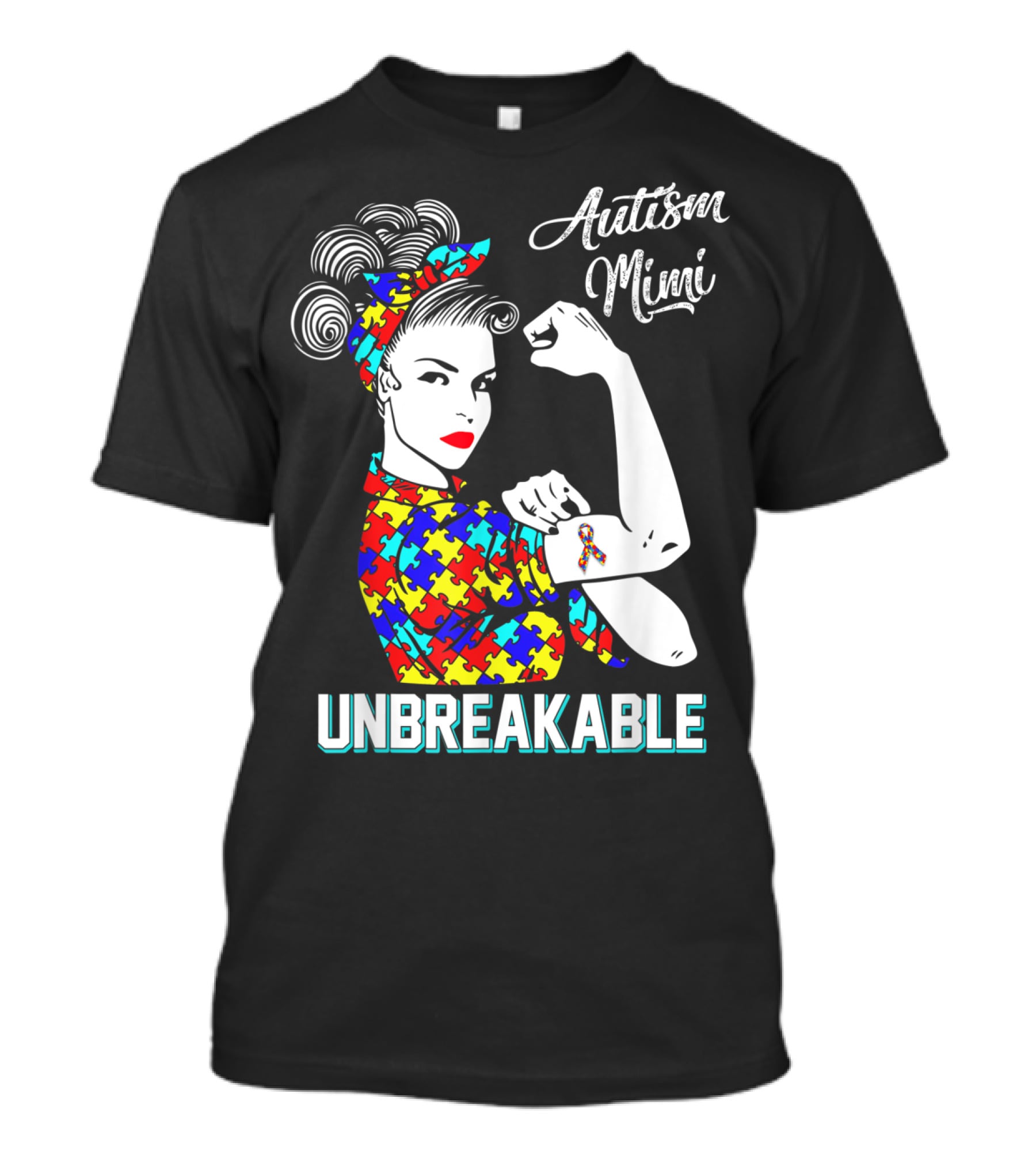 Autism Mimi Unbreakable Autism Awareness Rosie Puzzle Ribbon T-Shirt