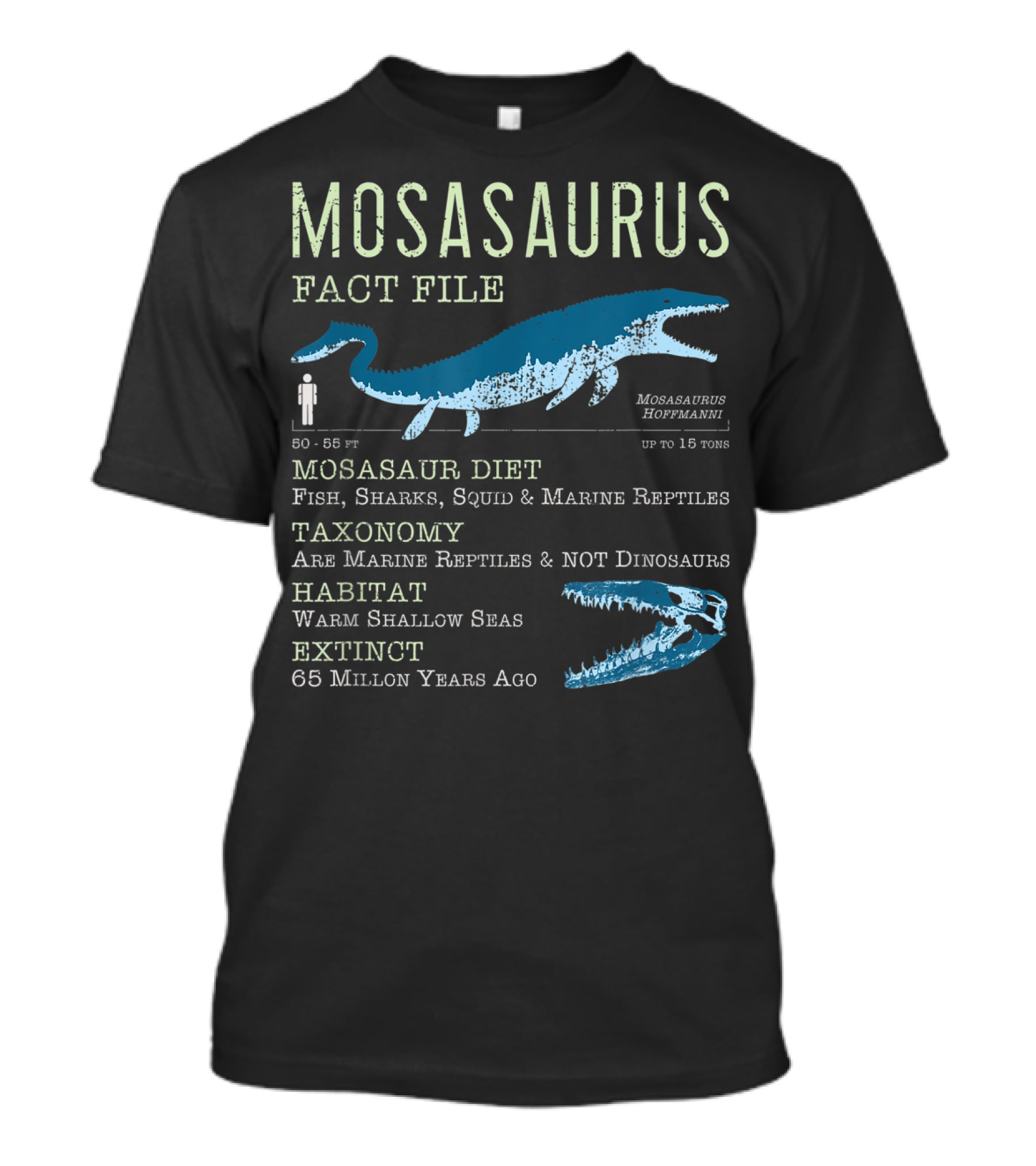 Mosasaurus Fact File Marine Reptiles Jurassic Mosasaur Diet And Habitat T-Shirt