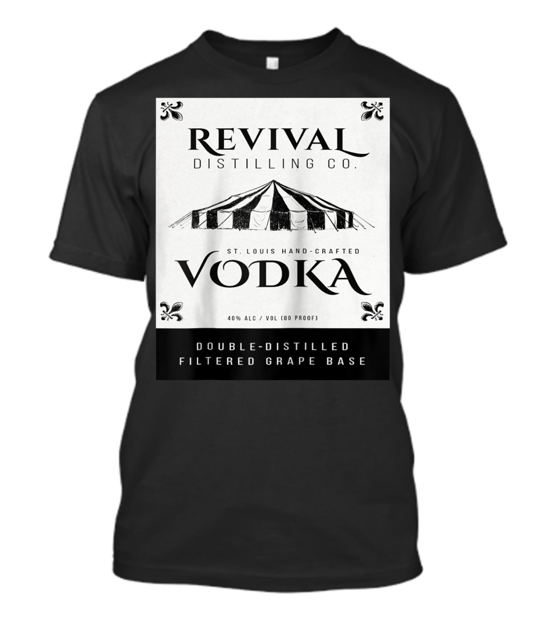 Revival Distilling Co. St. Louis Hand-Crafted Vodka Double-Distilled Filtered Grape Base T-Shirt
