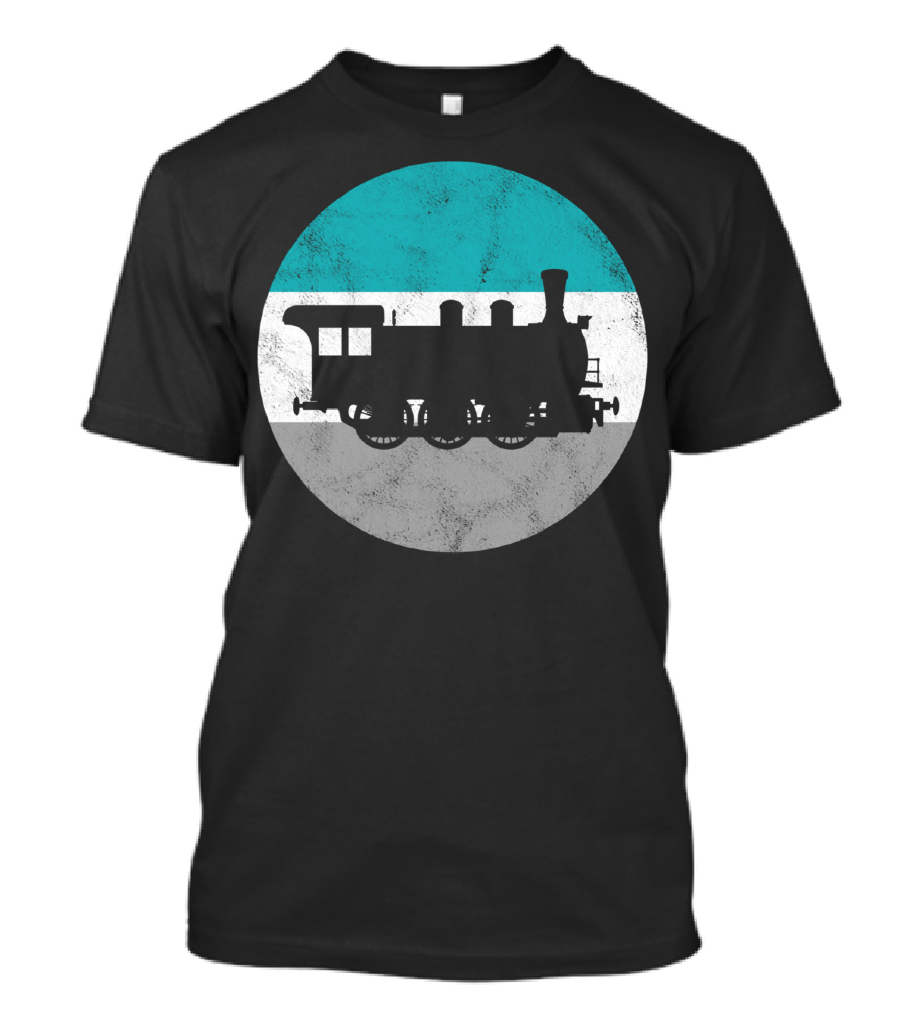 Vintage Steam Train Silhouette In Retro Circle T-Shirt