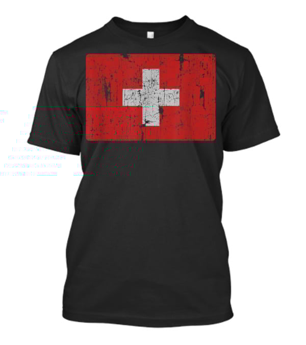 Distressed Vintage Swiss Flag T-Shirt