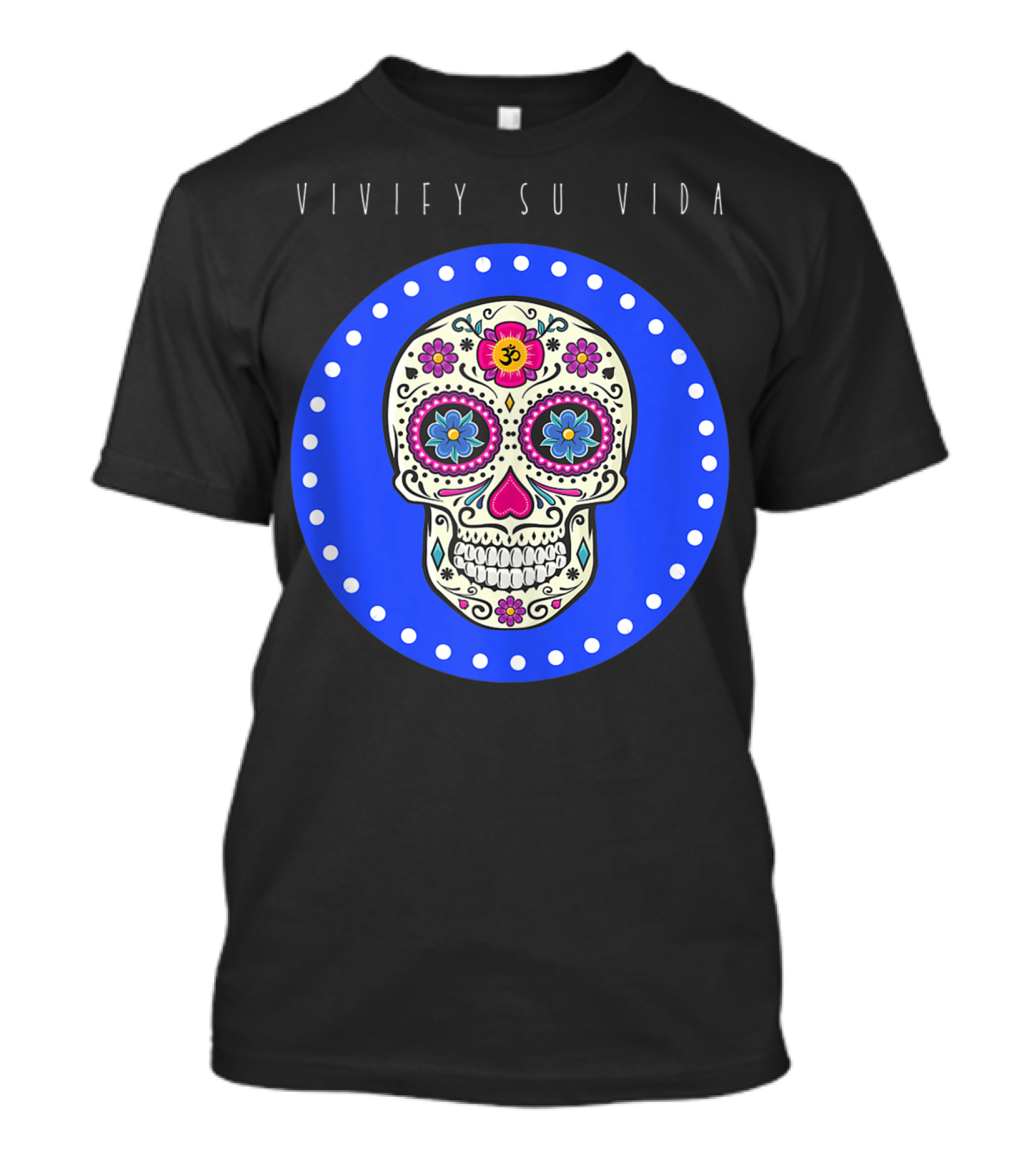 Vivify Su Vida Sugar Skull Blue Circle T-Shirt