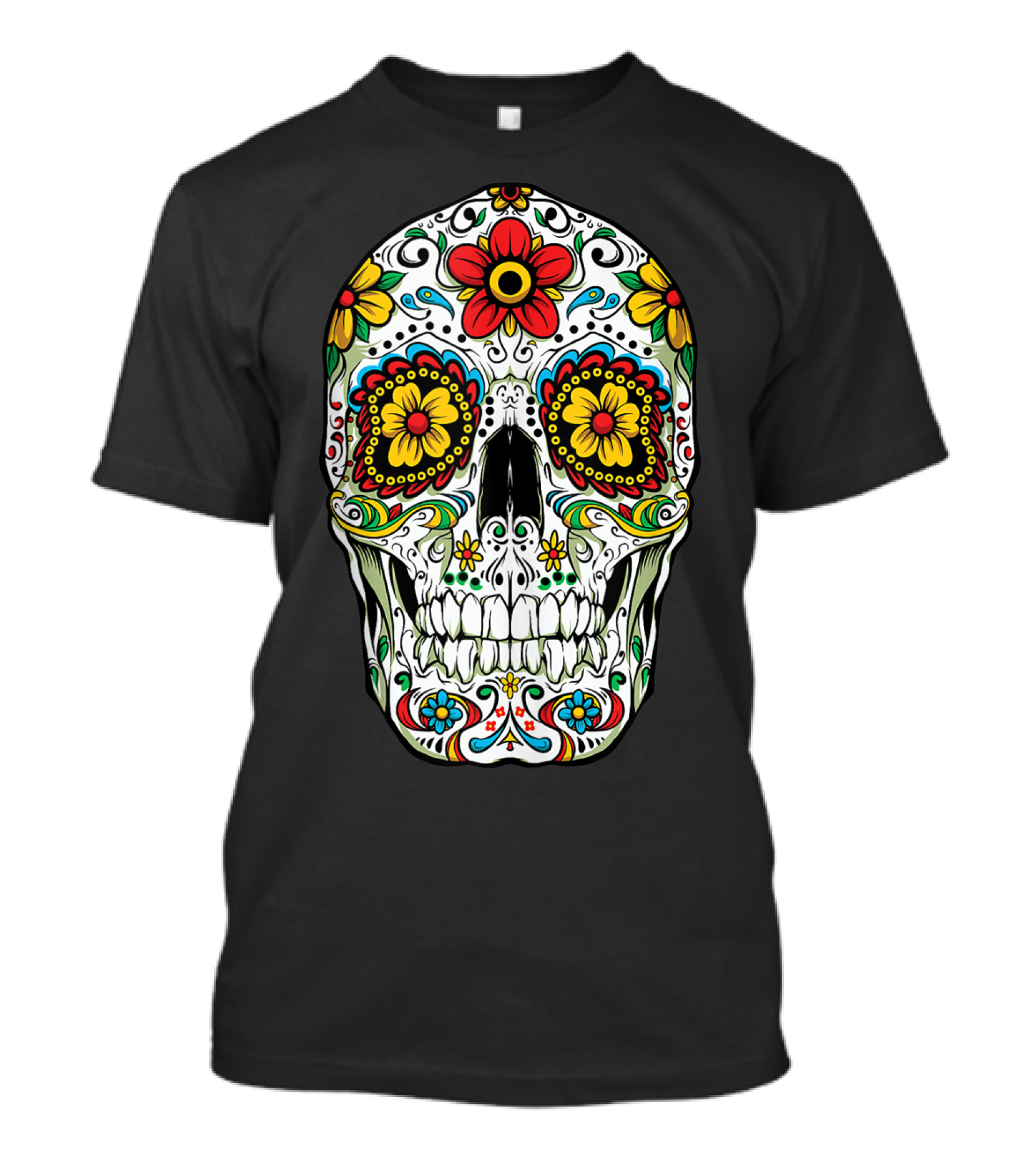 Day Of The Dead Colorful Floral Sugar Skull Cinco De Mayo T-Shirt