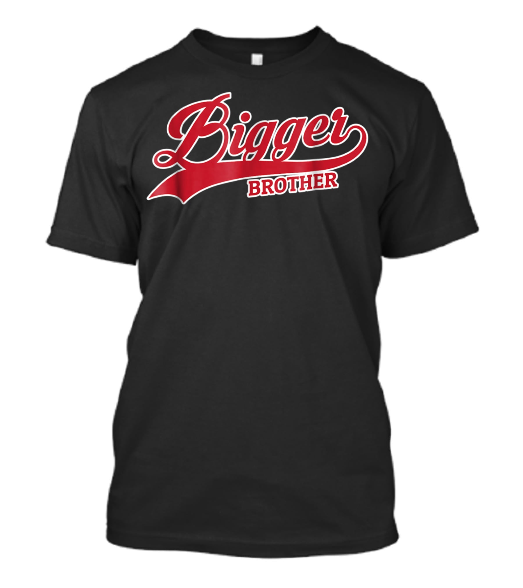 Bigger Brother Sibling Script Style Red And White T-Shirt