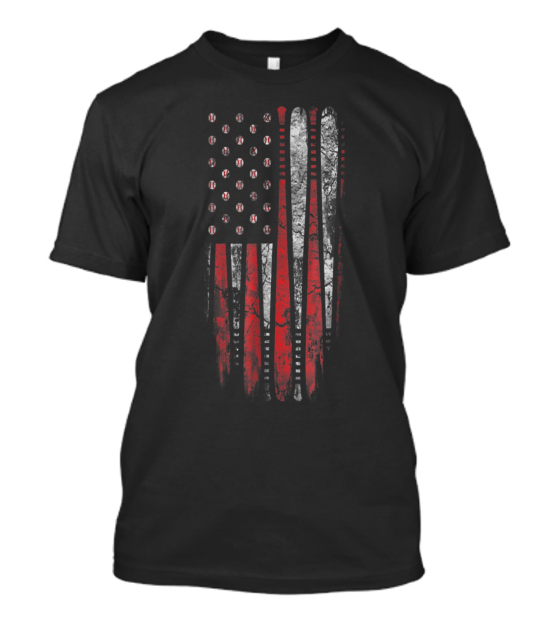 American Flag Baseball Bat And Ball Design For Baseball Lover T-Shirt