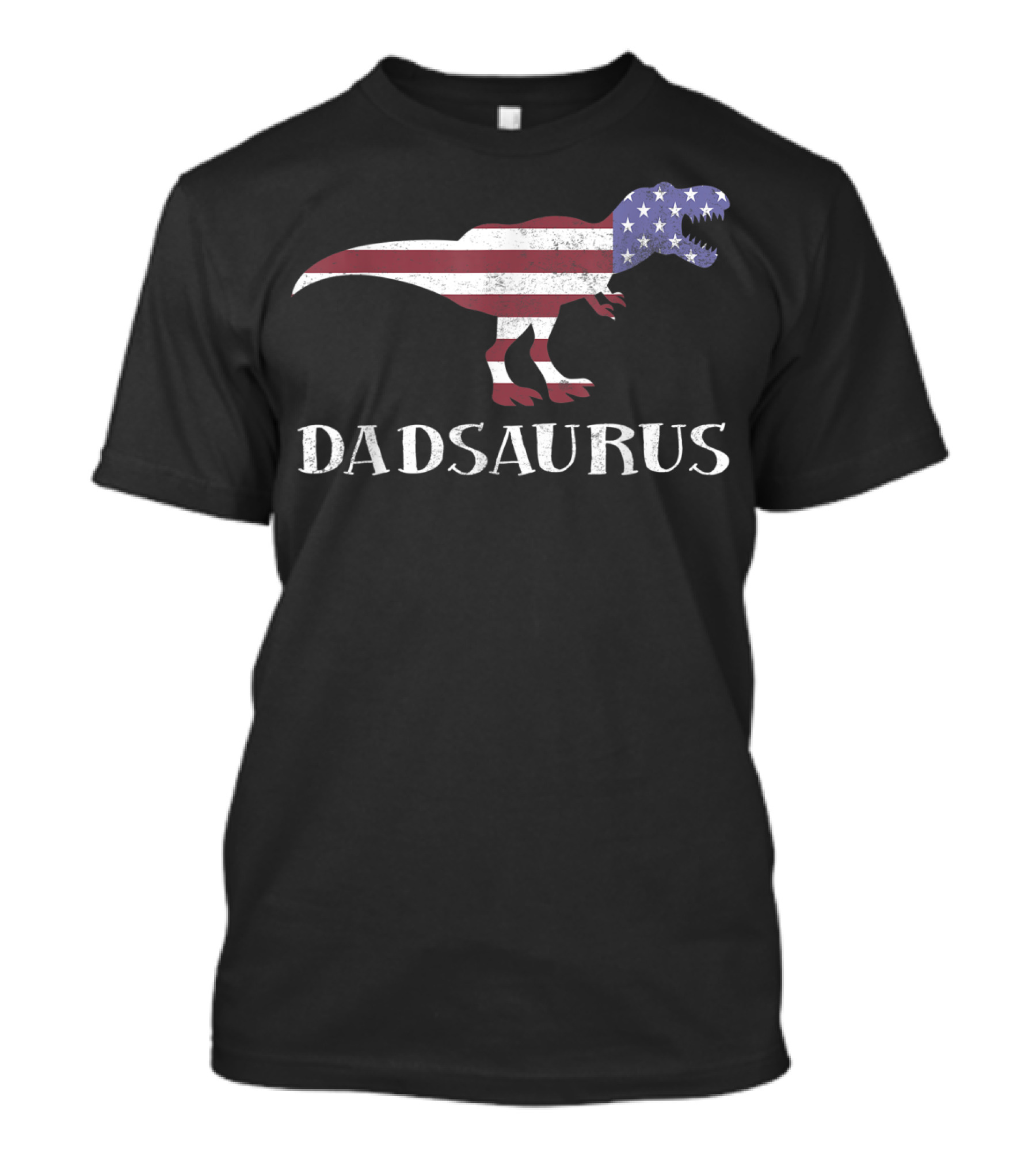 Dadsaurus Dinosaur Dad American Flag T-Rex USA Patriotic T-Shirt