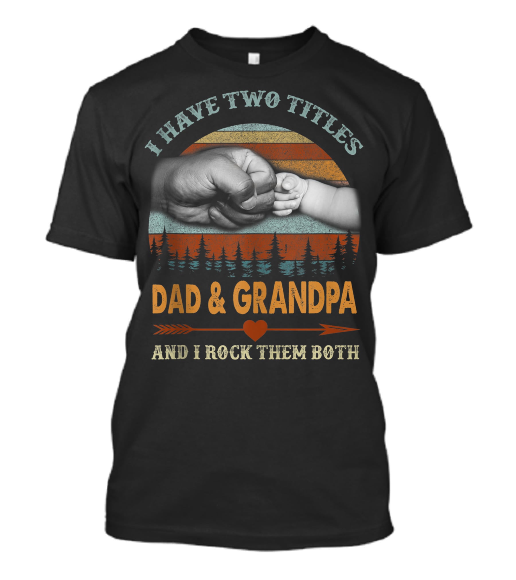 I Have Two Titles Dad Grandpa And I Rock Them Both Vintage Retro Fist Bump T-Shirt