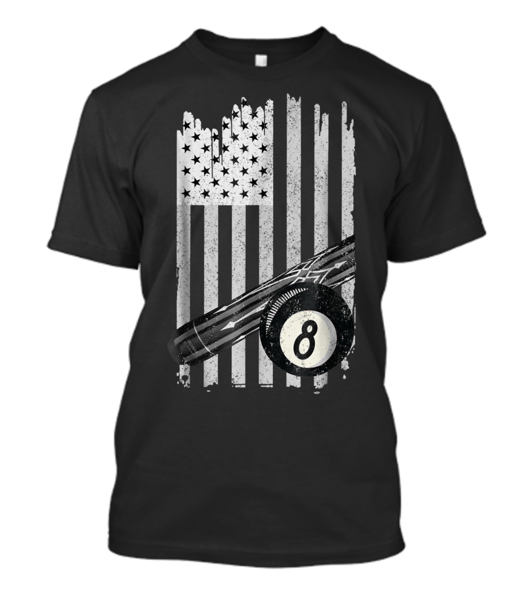 American Flag Billiard Cue And 8 Ball Pool Table T-Shirt