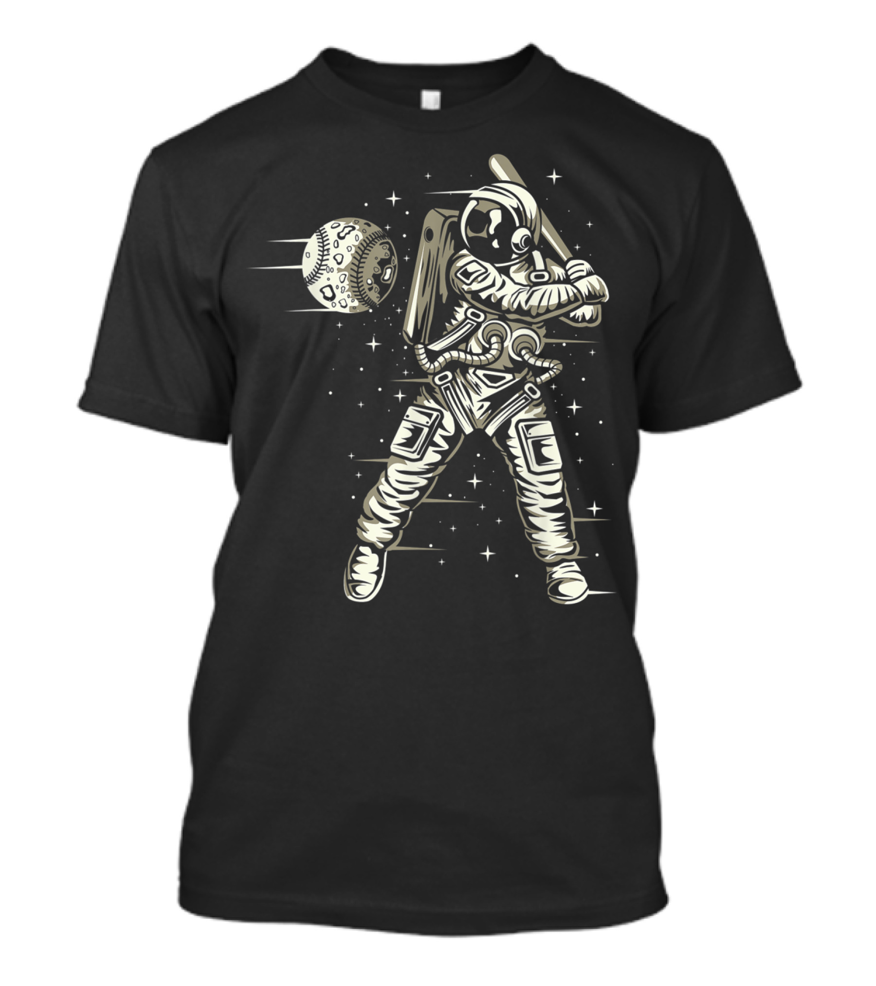 Astronaut Hitting Moon Baseball In Space T-Shirt