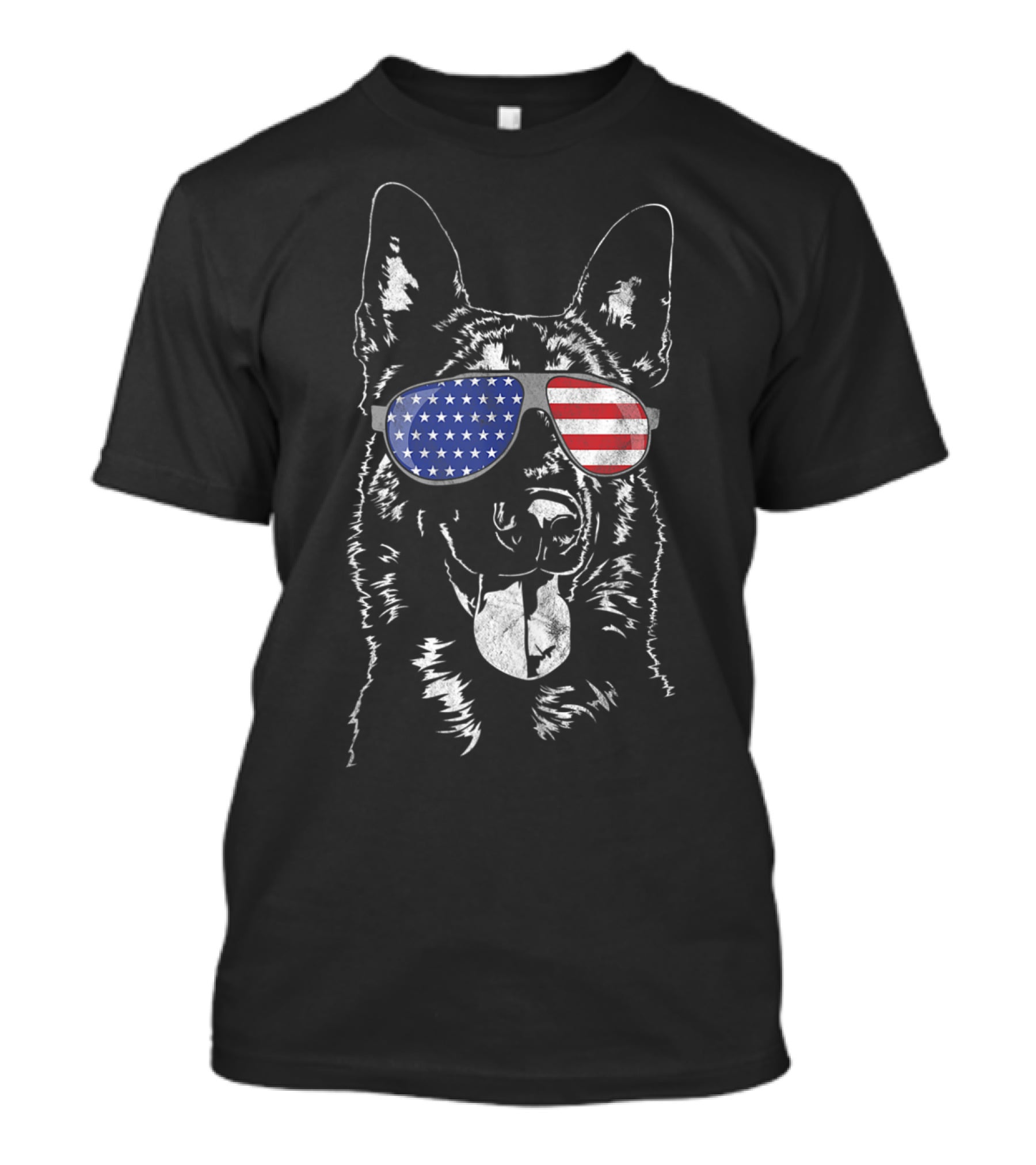 Funny Proud Belgian Malinois Dog In American Flag Sunglasses T-Shirt